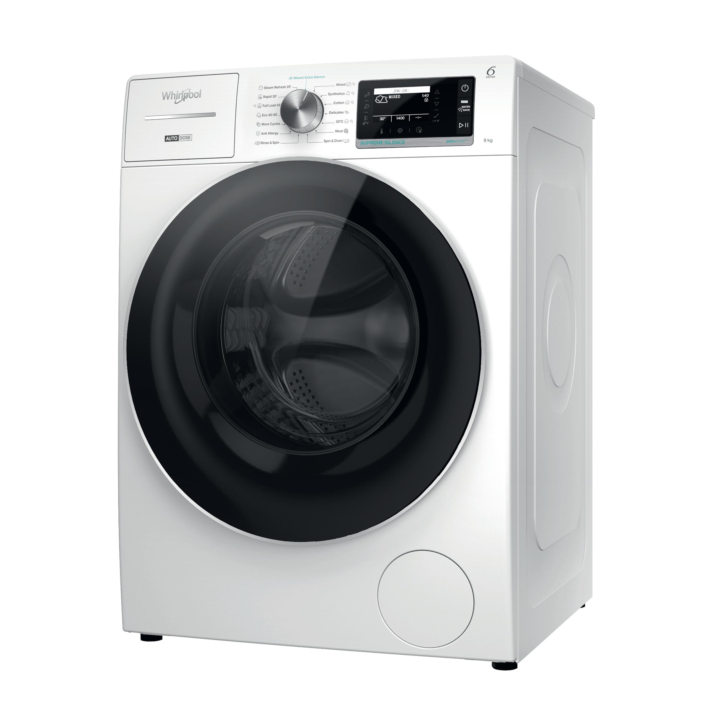 Whirlpool Skalbimo mašina Laisvai pastatoma W8 99AD SILENCE EE Balta Pakraunama iš priekio A Perspective