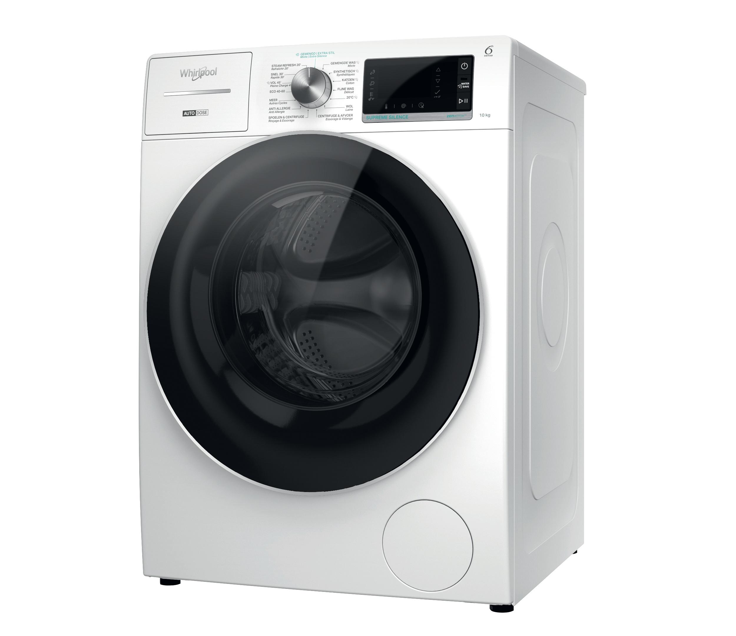Whirlpool Wasmachine Vrijstaand W8 W046WR BE Wit Voorlader A Perspective