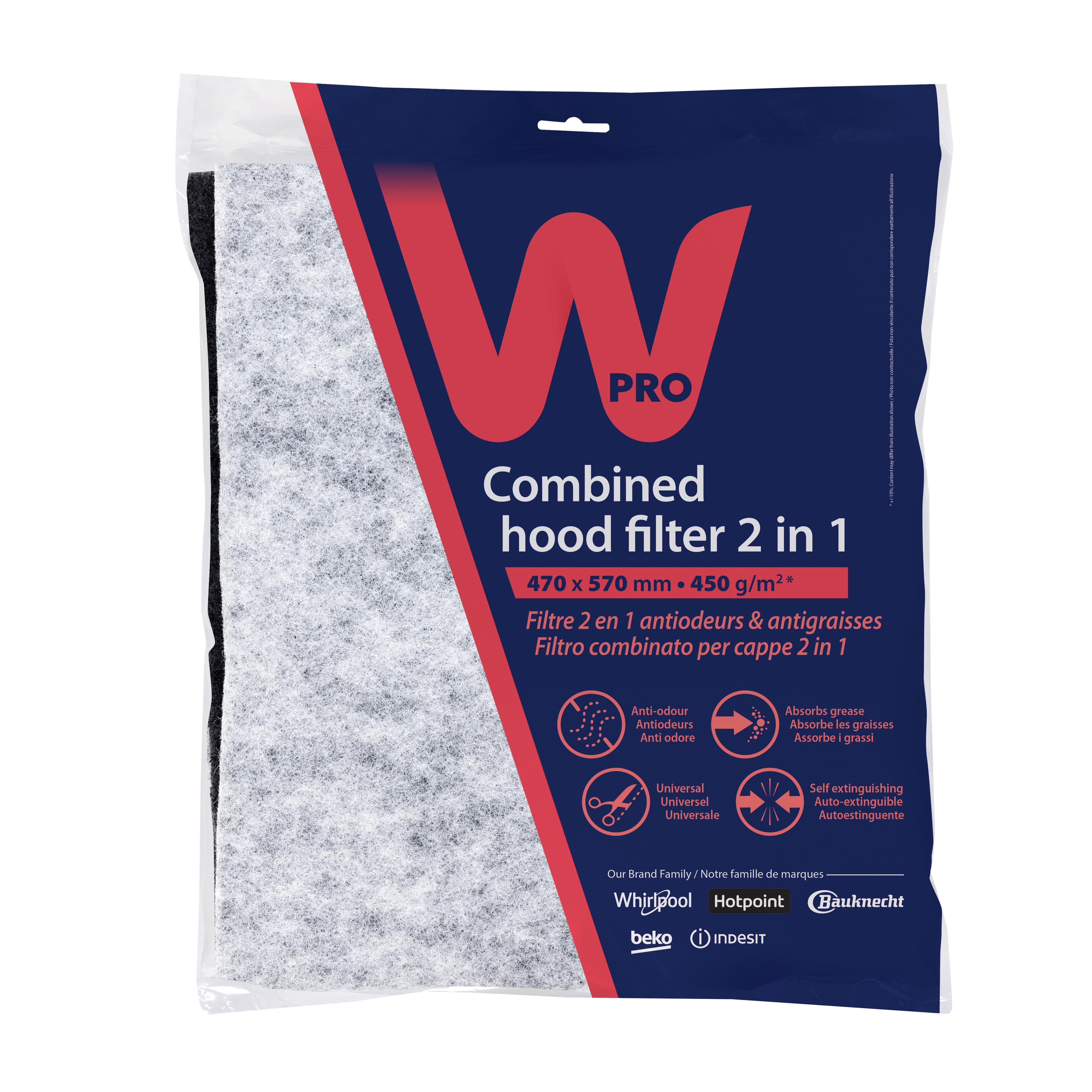 Universeel 2 in 1 filter voor afzuigkap: mousse (anti-vet) en koolstof (anti-geurtjes)