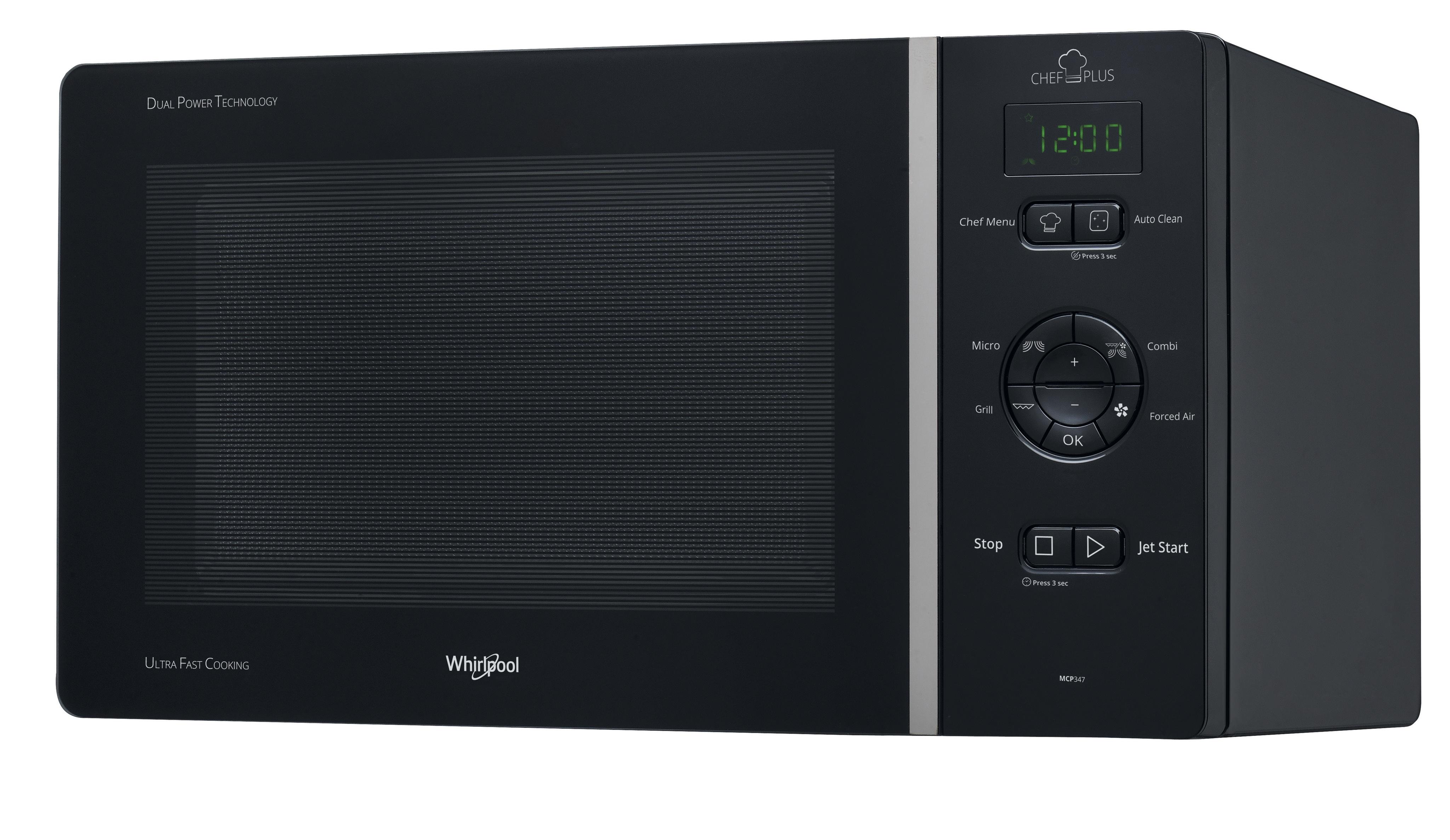 Whirlpool Four à micro-ondes Pose-libre MCP 347 BL Noir Électronique 25 Micro-ondes combiné 800 Perspective