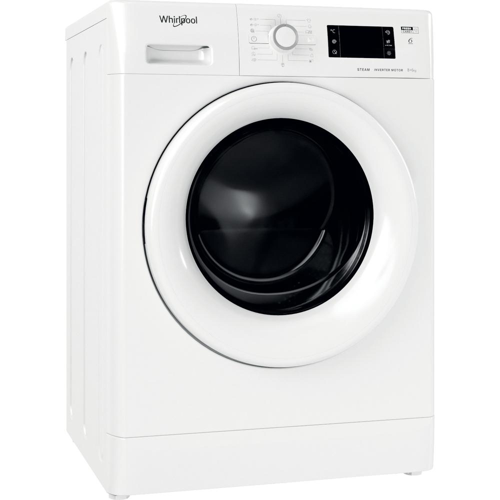 Whirlpool Washer dryer Samostojni FWDG 861483E WV EU N Bela Front loader Perspective