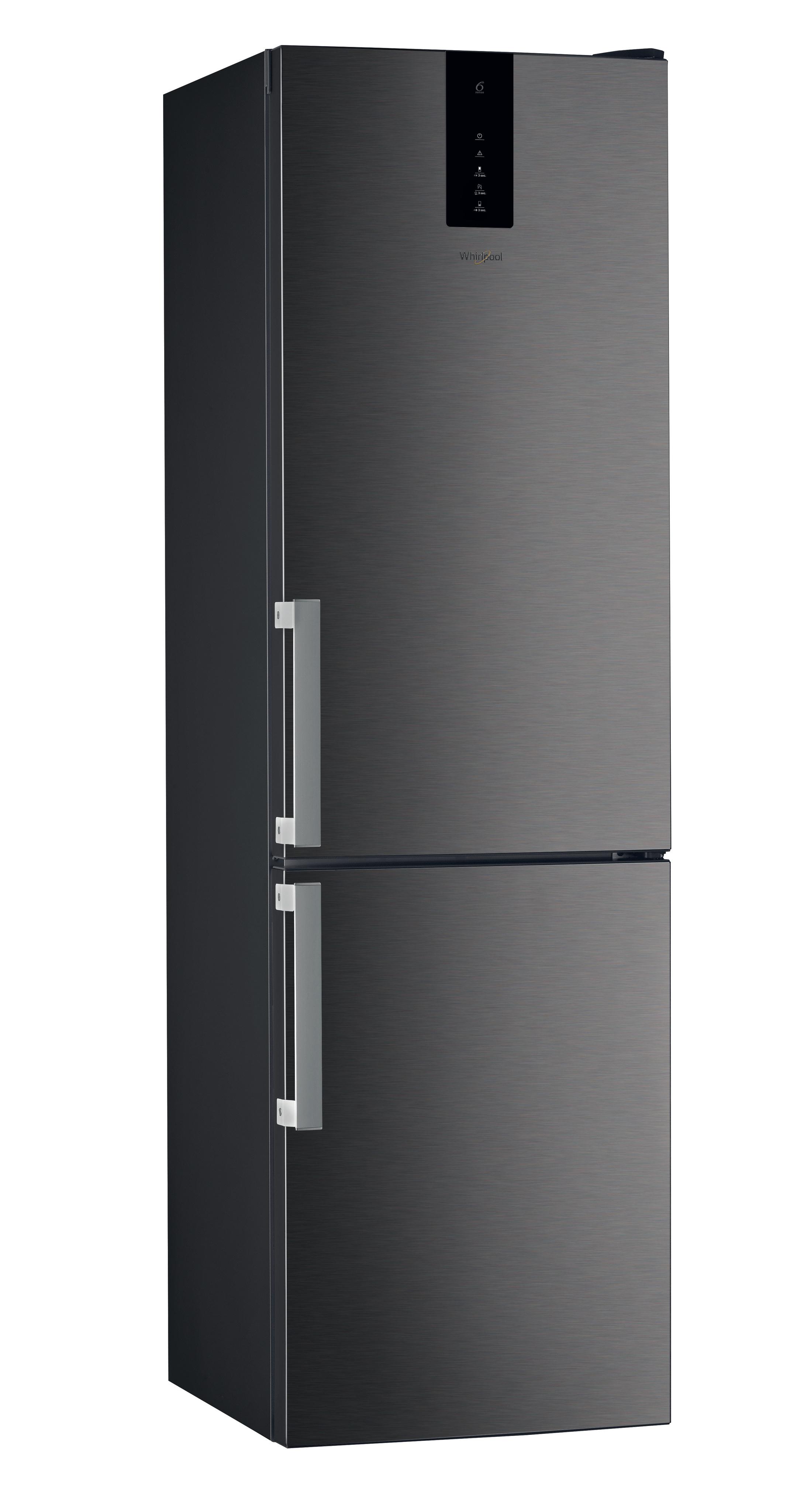 Whirlpool Kombinētais ledusskapis/saldētava Brīvi stāvošs W9 931A KS H Black/Inox 2 doors Perspective