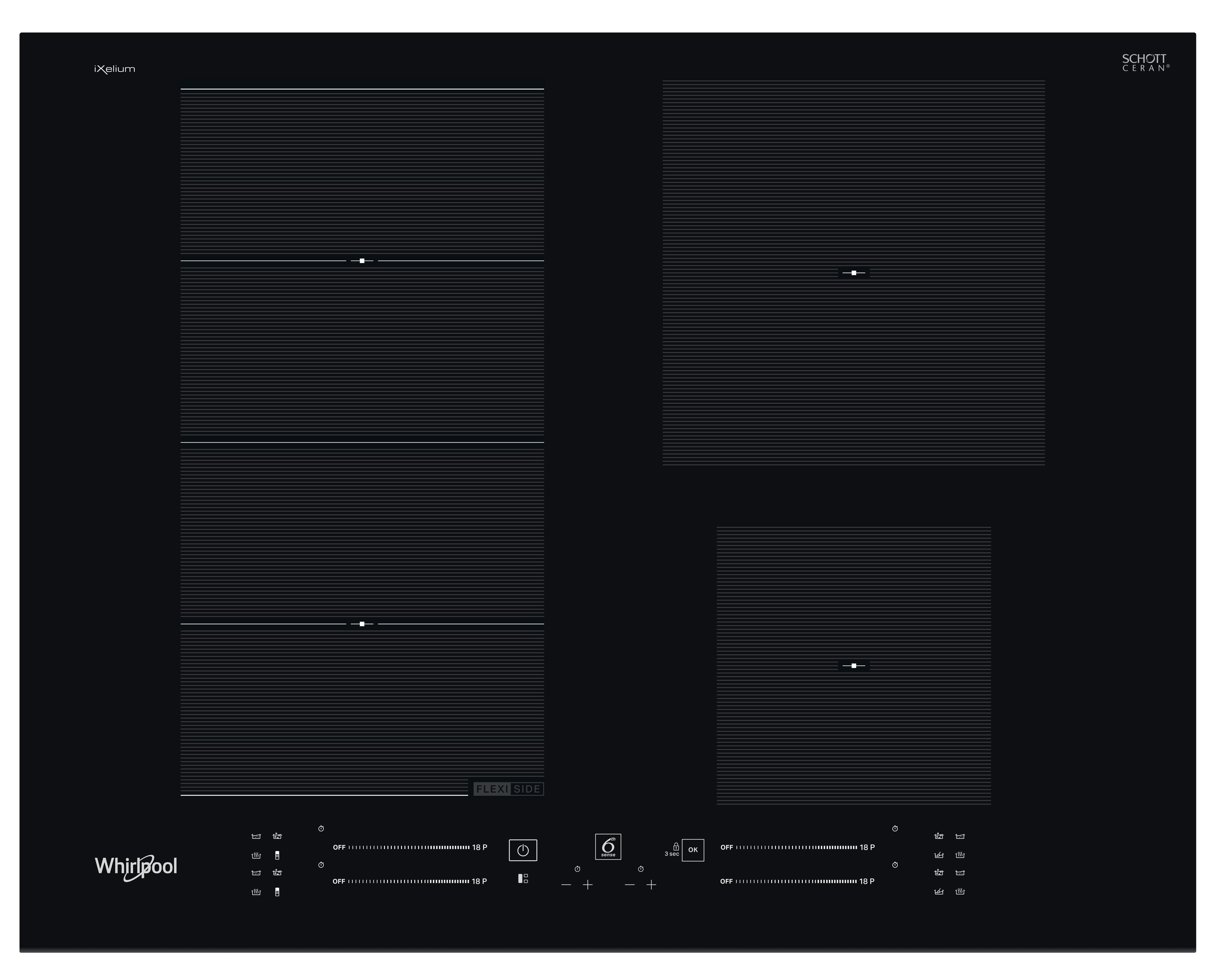 Whirlpool Placa WF S9365 BF/IXL Preto Induction vitroceramic Frontal