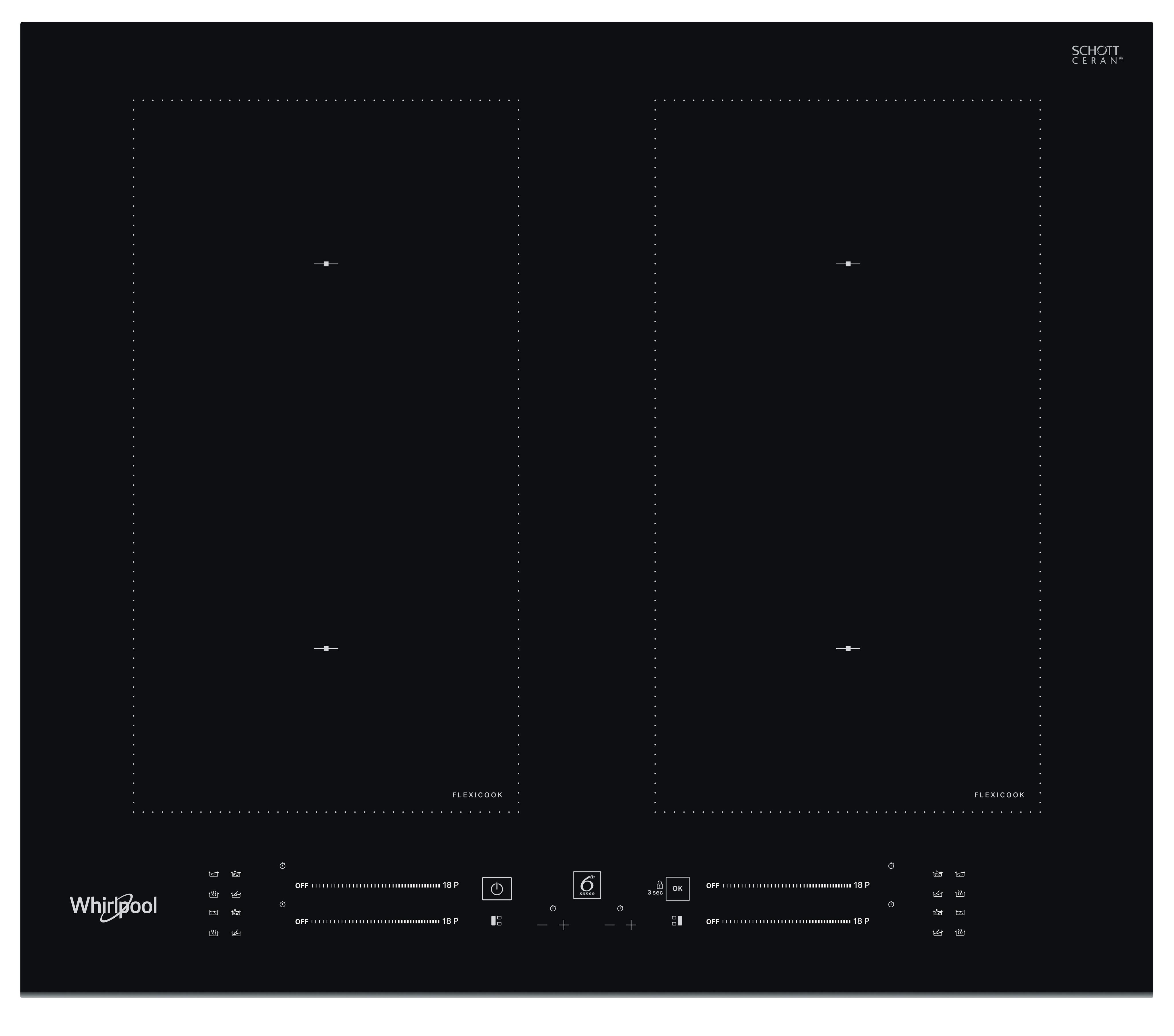 Whirlpool Kookplaat WL S3160 BF Zwart Induction vitroceramic Frontal
