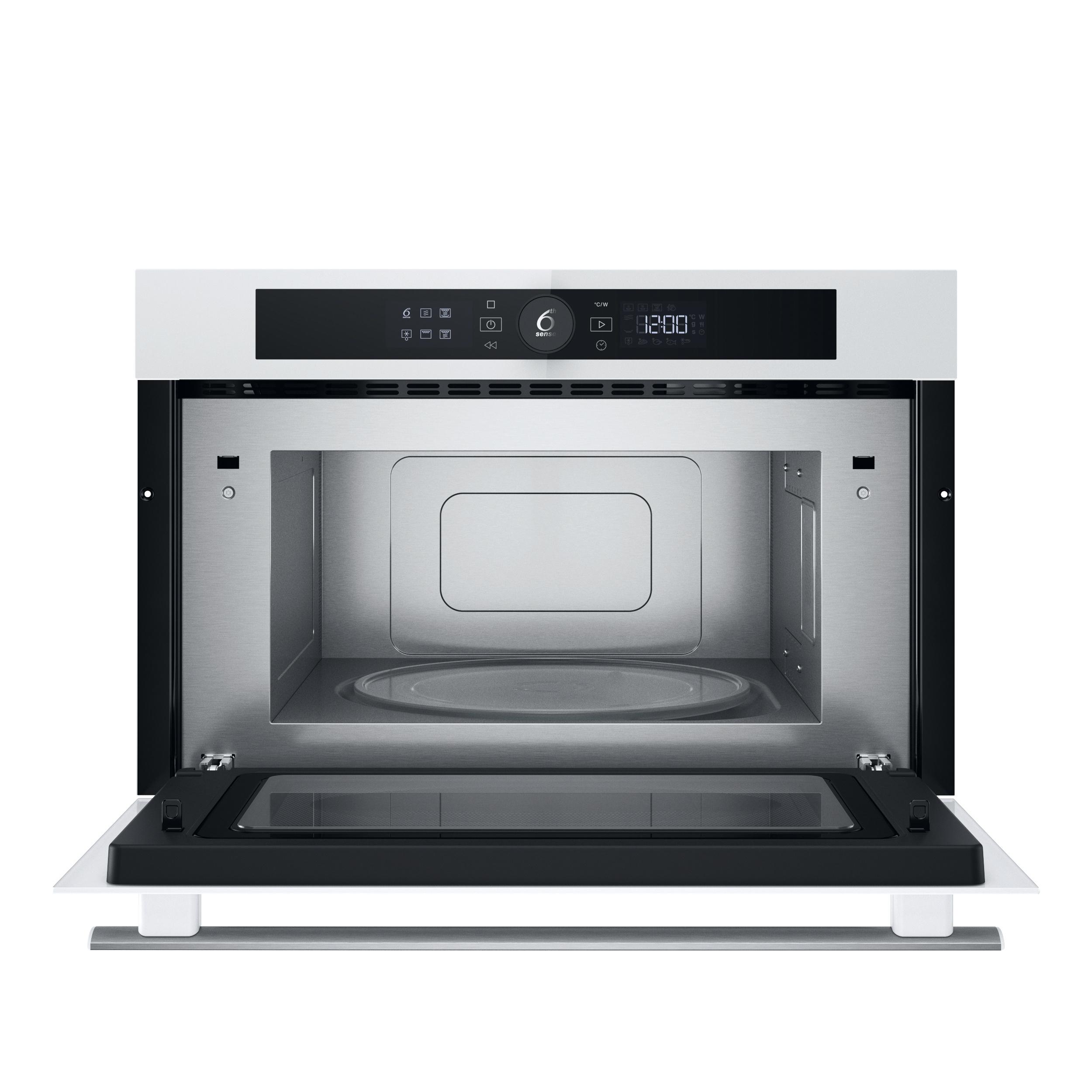 Whirlpool Micro-ondas Encastre WMD44MW Branco Eletrónico 31 MO + Função Grill 1000 Frontal open