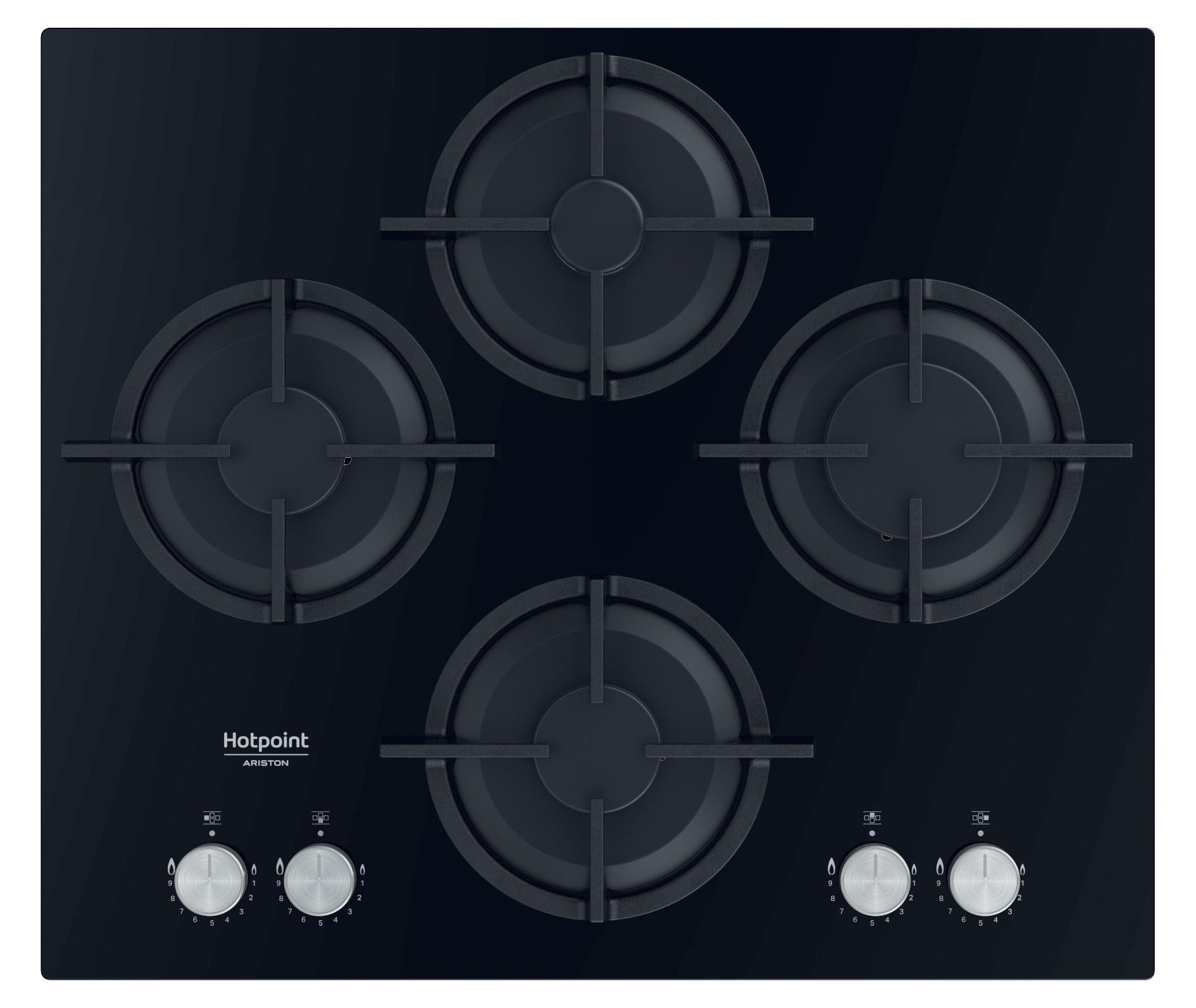 Hotpoint_Ariston Table de cuisson QS 61S/BK Noir Gaz Frontal