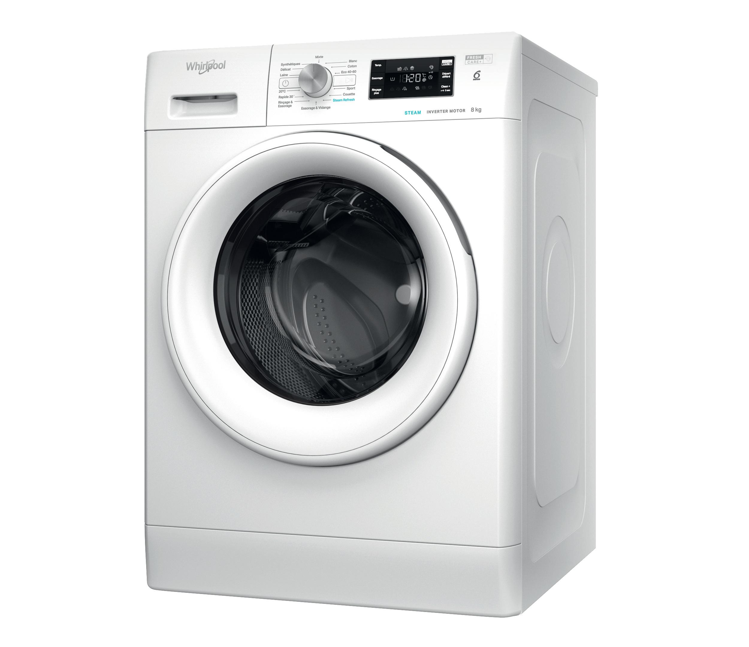 Whirlpool Lave-linge Pose-libre FFBS 8469 WV FR Blanc Lave-linge frontal A Perspective