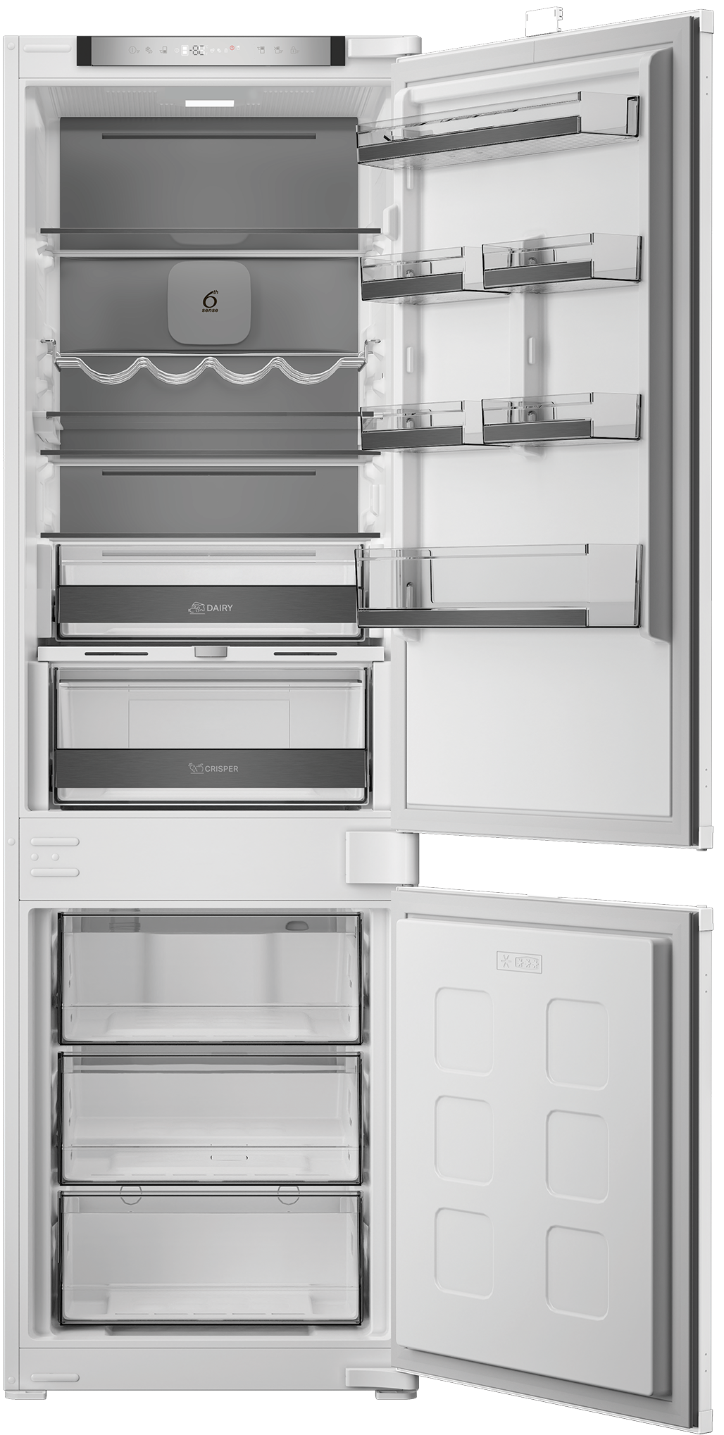Whirlpool Kombinovaná chladnička s mrazničkou Vestavné WHK2 5293 B5E2 Zinc Metal 2 doors Frontal open