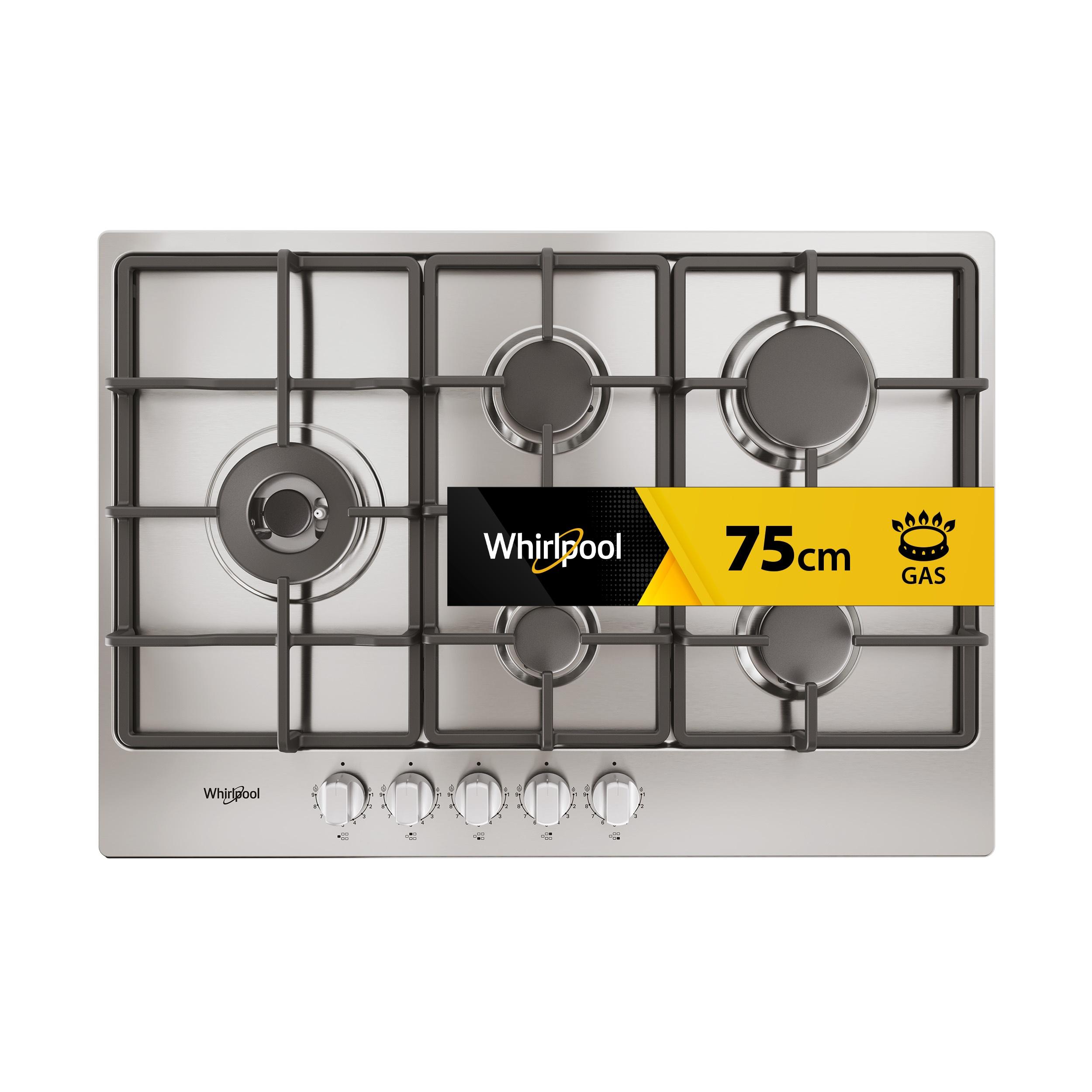 Whirlpool Table de cuisson TGML 761 IX R Inox Gaz Frontal