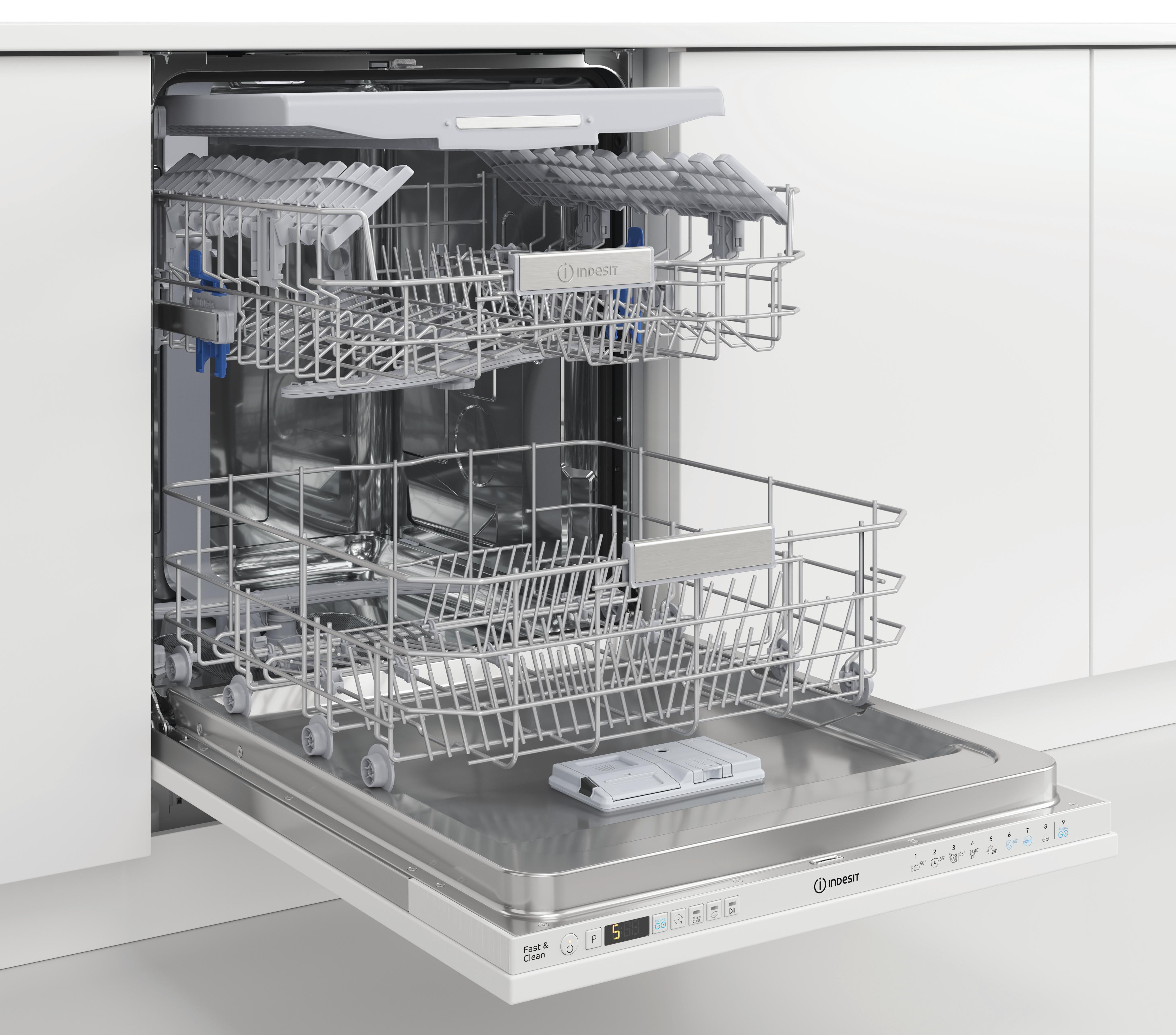 Indesit Dishwasher Built-in DIO 3T131 FE UK Full-integrated D Perspective open