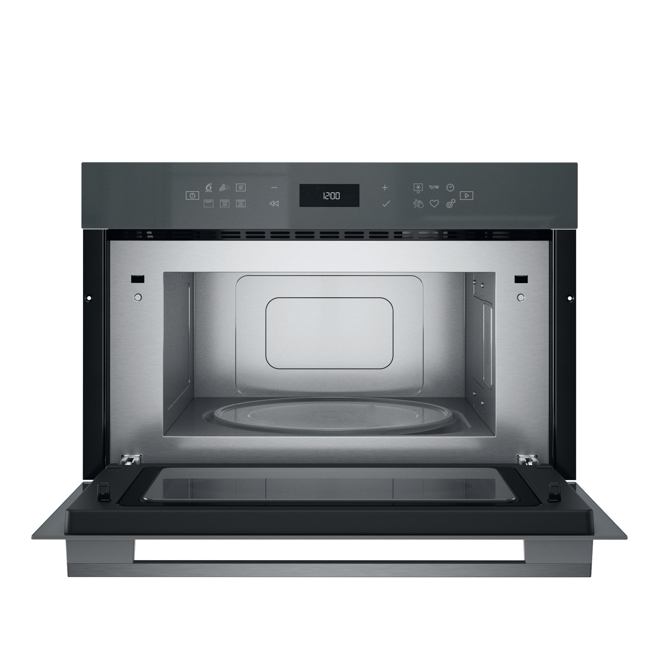 Whirlpool Microgolfoven Inbouw WMD7O4TSG Stardust grey glossy Elektronisch 31 Microgolven+Grill 1000 Frontal open