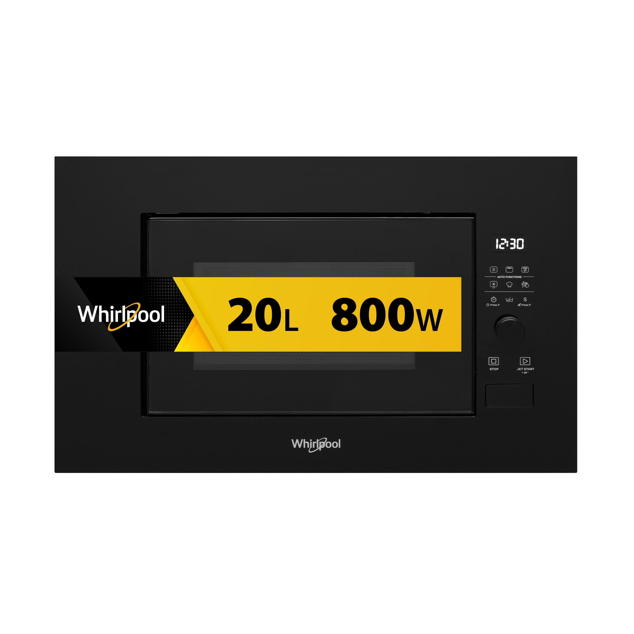 Whirlpool Mikrobangų krosnelė Įmontuojama WMF200G NB Juoda Elektroninis 20 Mikrobangos + Grilius 800 Frontal