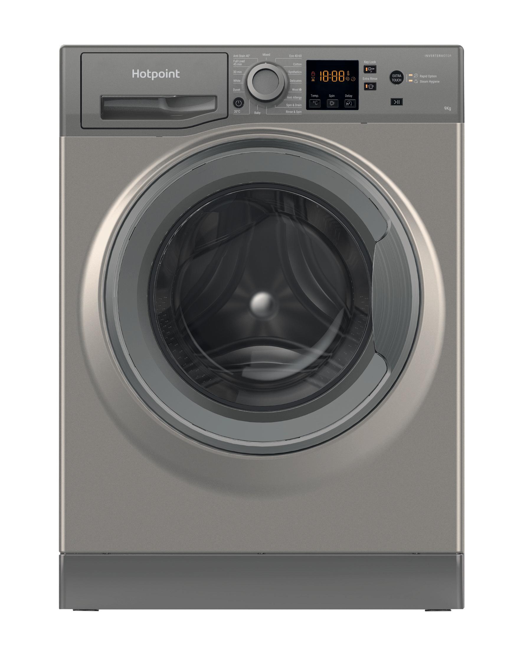 Hotpoint Washing machine Free-standing HNR9 W64 GG IRE Graphite Front loader A Frontal