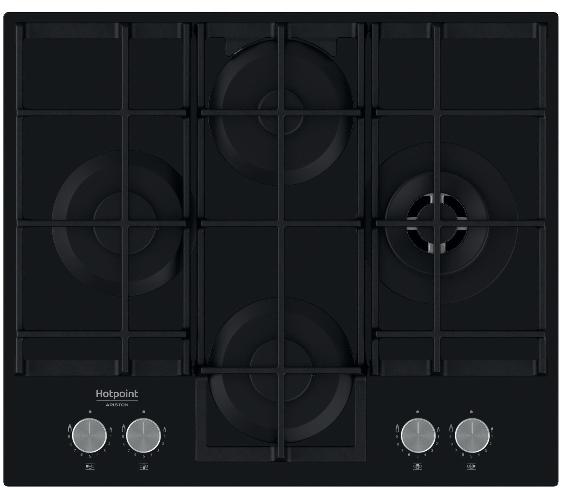 Hotpoint_Ariston Encimera HAGS 62F/BK Negro Gas Frontal