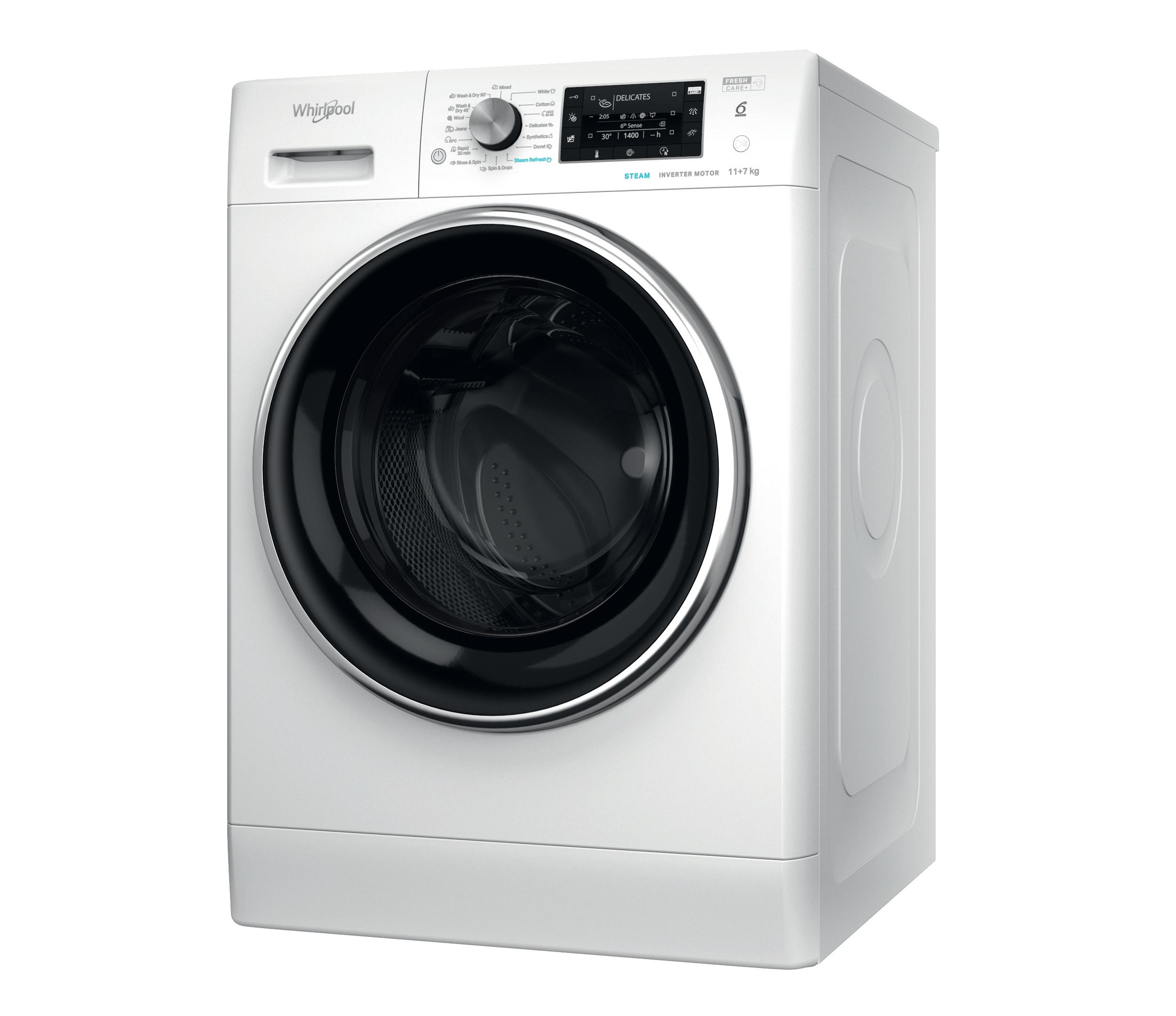 Whirlpool Vaskemaskin med tørketrommel Frittstående FFWDD 1176258 BCV EE Hvit Front loader Perspective