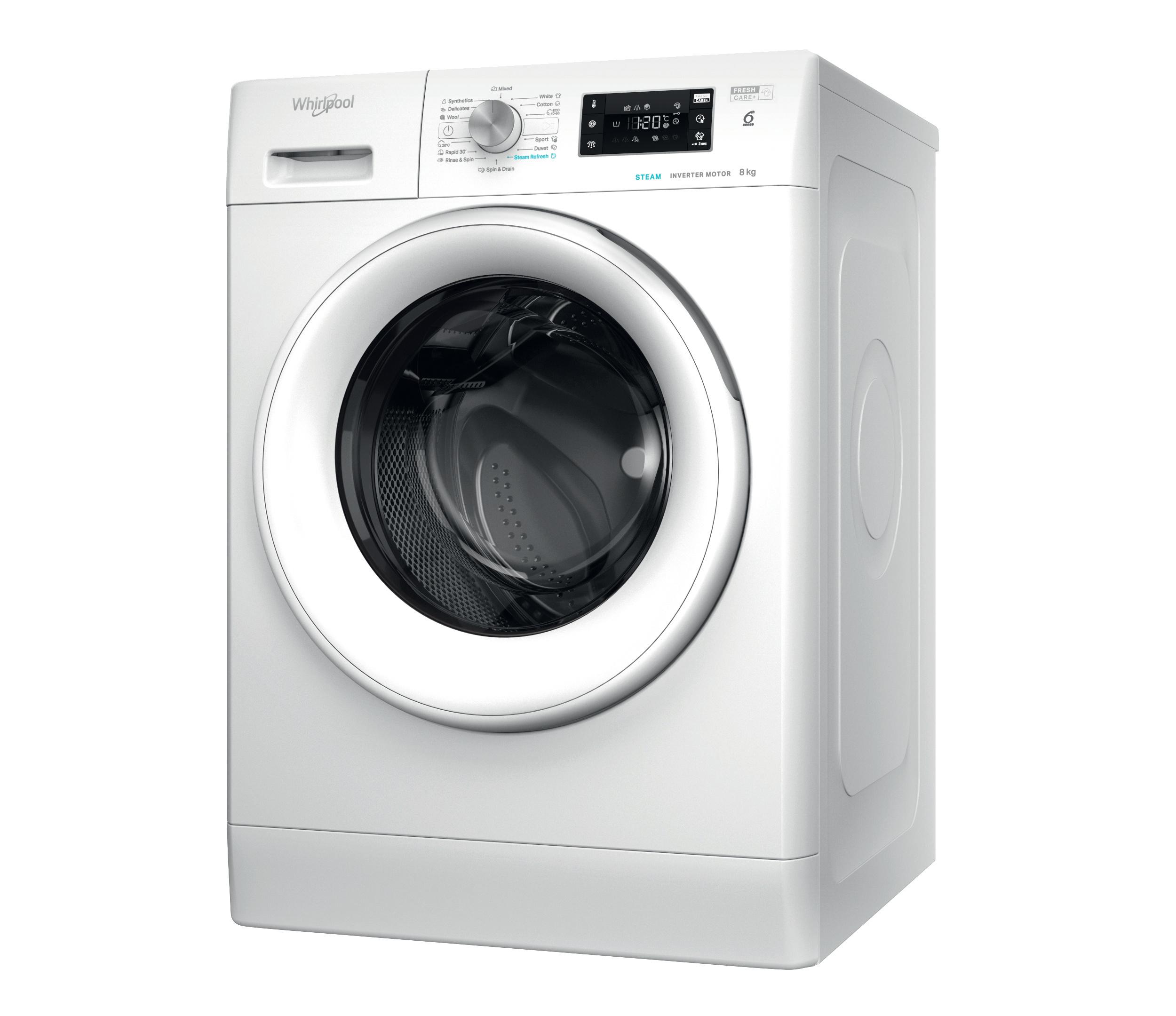 Whirlpool Maşină de spălat rufe Independent FFB 8258 WV EE Alb Încărcare frontală B Perspective