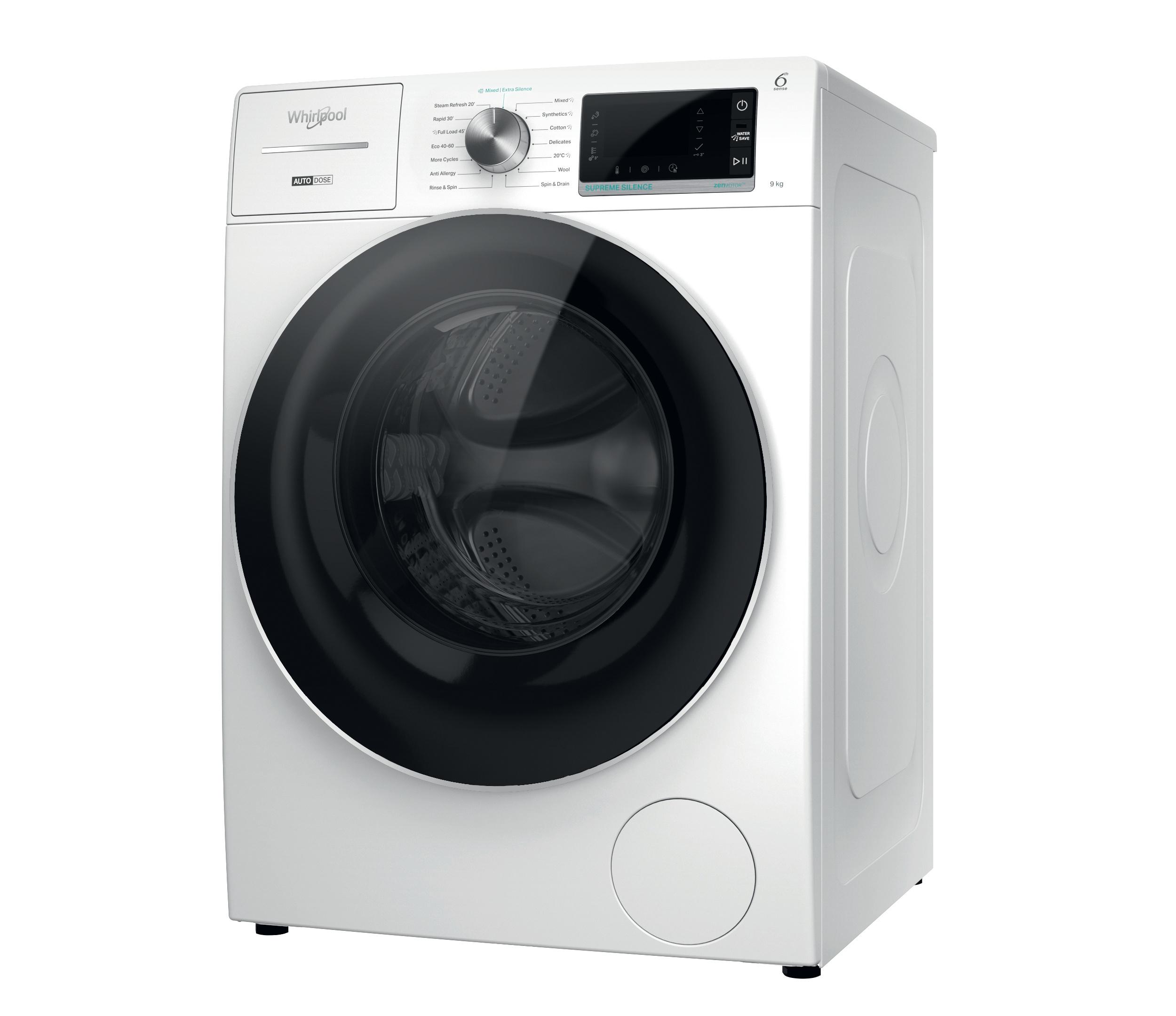 Whirlpool Washing machine Freestanding W8 W946WR UK White Front loader A Perspective