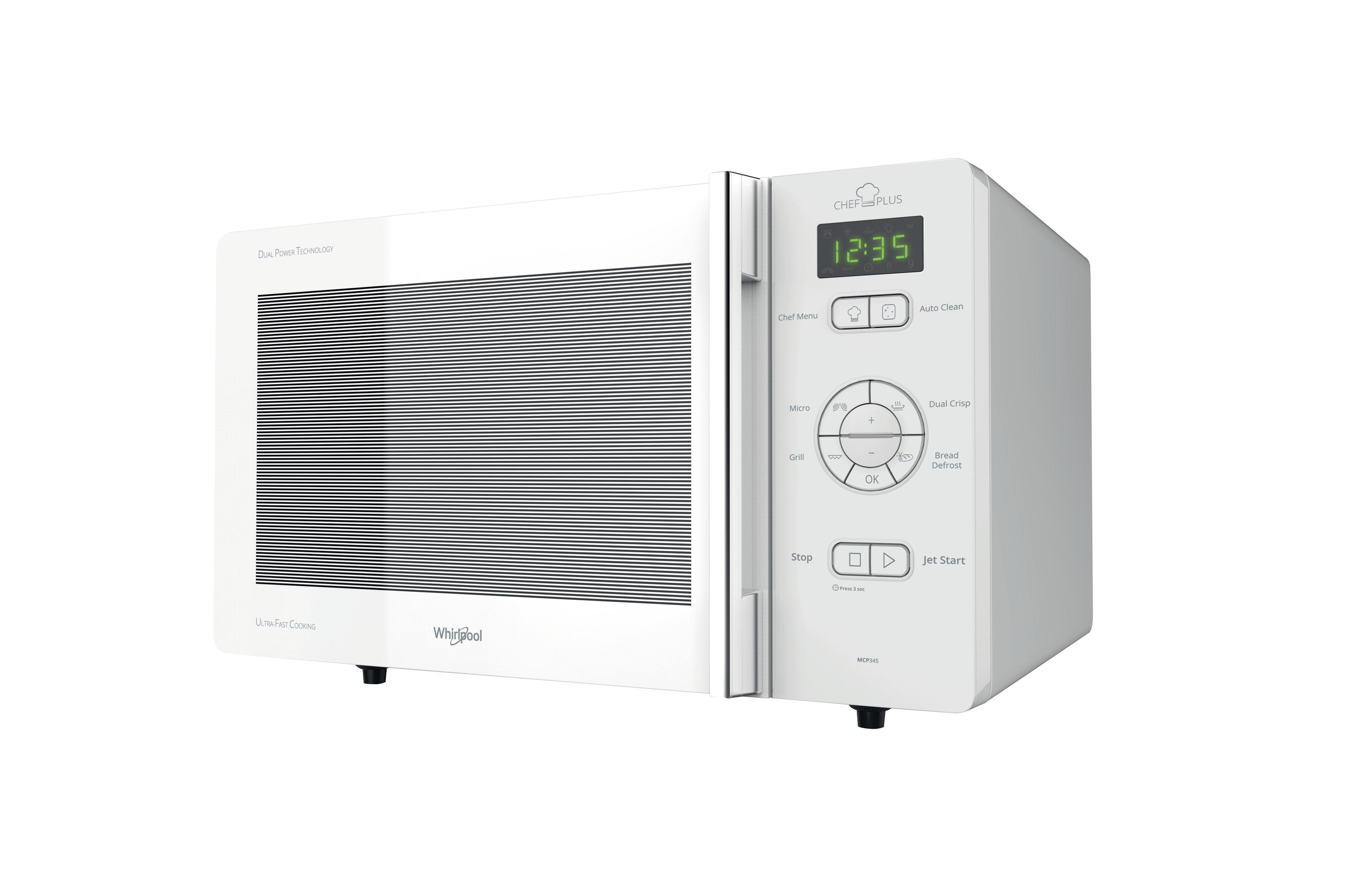 Whirlpool Mikrobølgeovn Frittstående MCP 345 WH Hvit Elektronisk 25 Mikro + grillfunksjon 800 Perspective