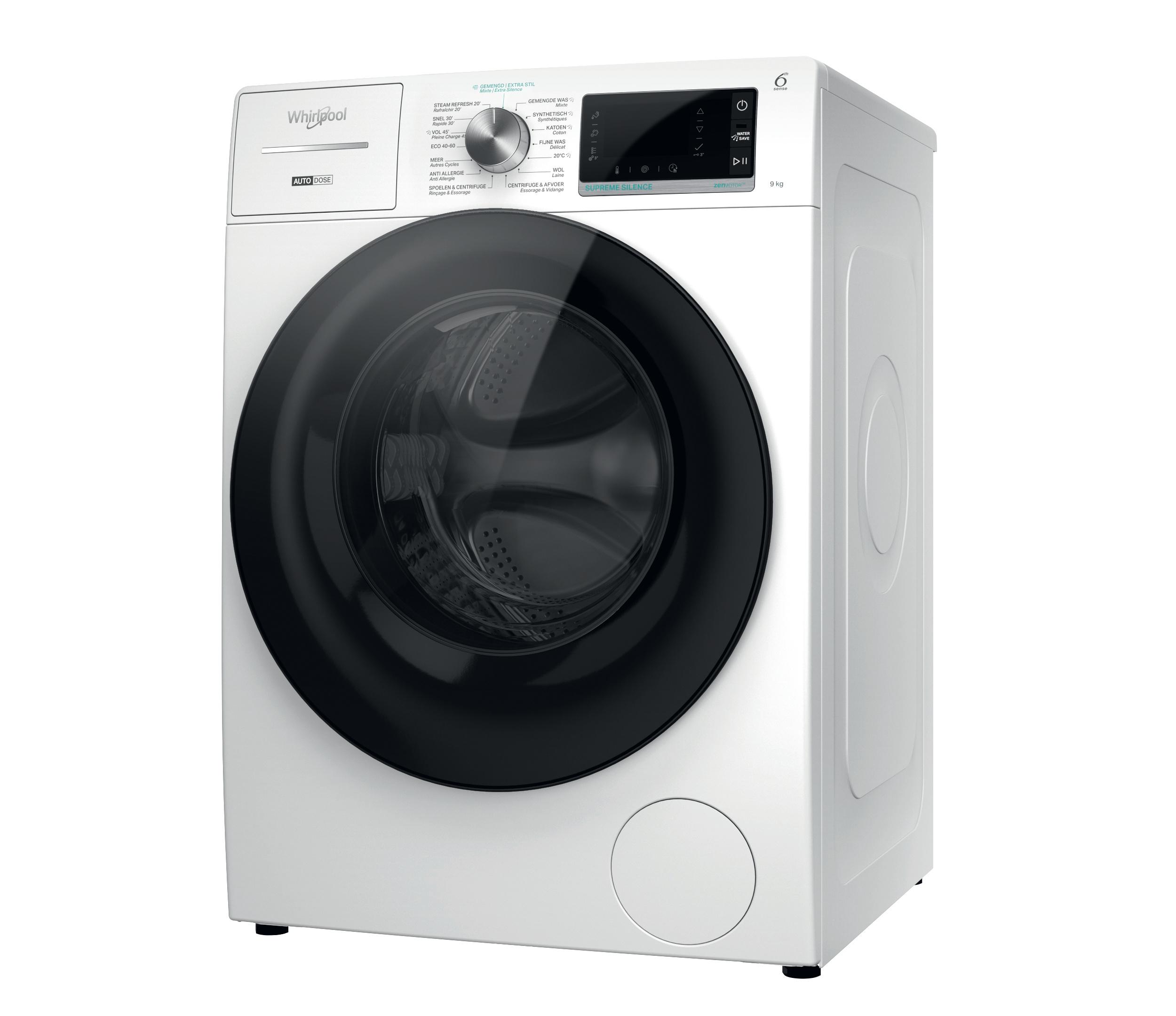 Whirlpool Wasmachine Vrijstaand W8 W946WB BE Wit Voorlader A Perspective