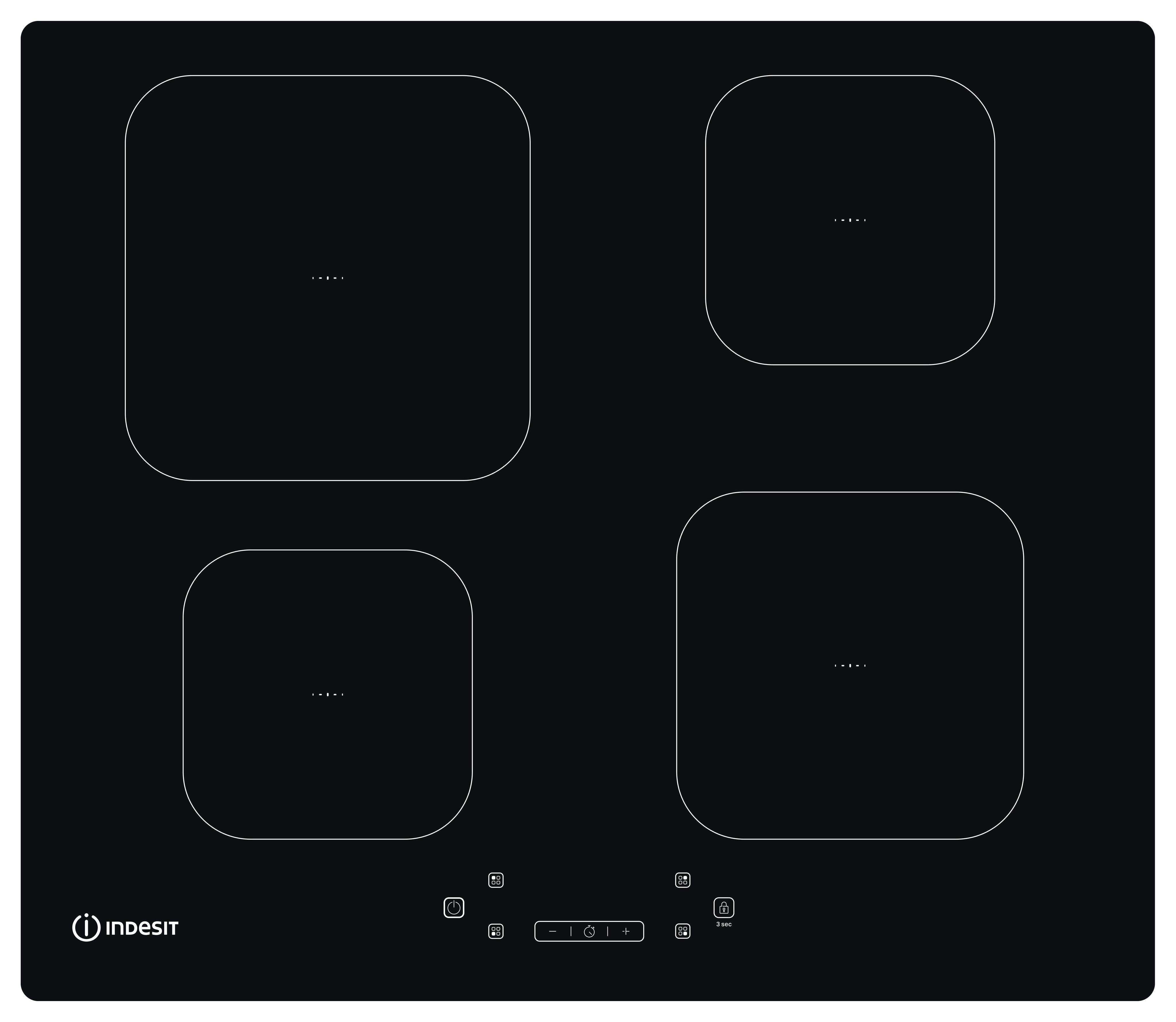 Indesit HOB IS 83Q60 NE Black Induction vitroceramic Frontal