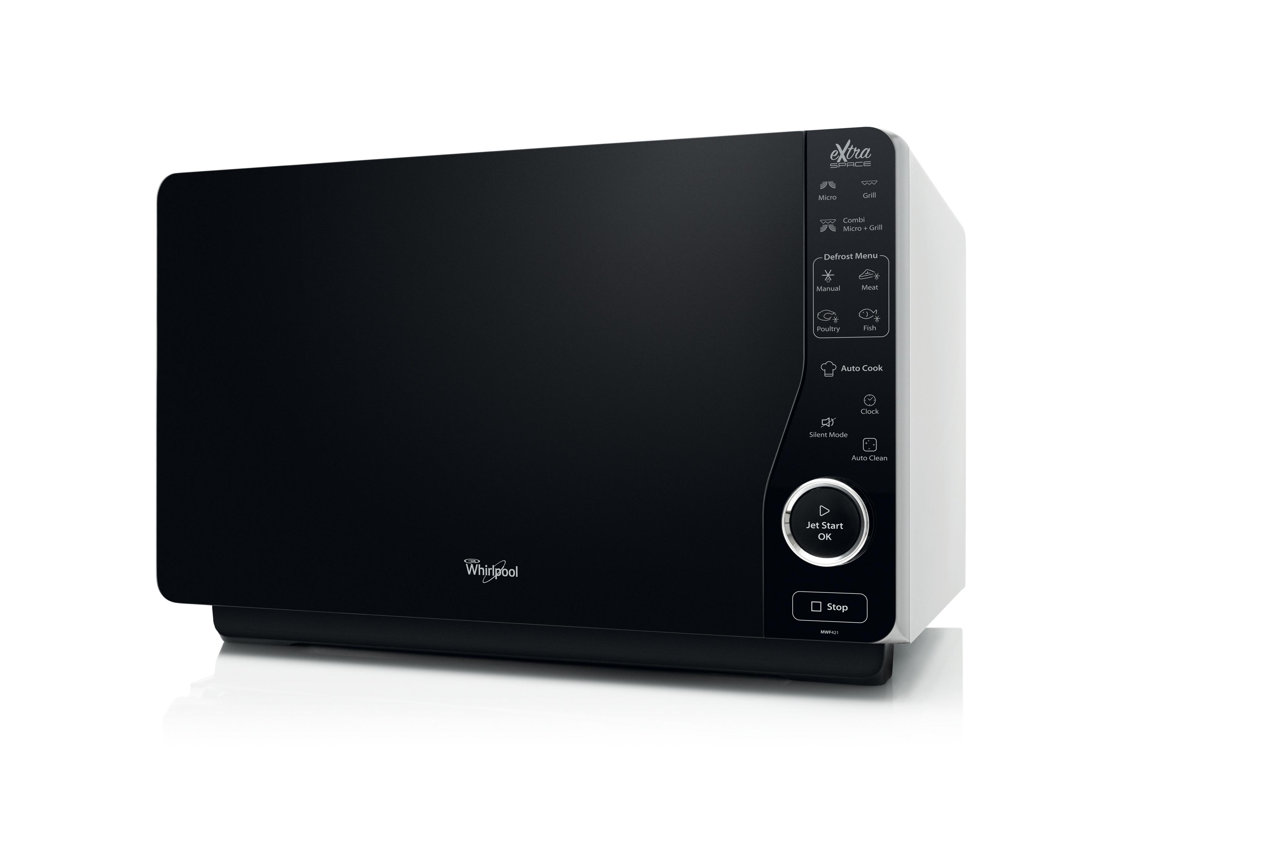 Whirlpool Mikrohullámú sütő Szabadonálló MWF 421 SL Ezüst Elektromos 25 Mikrohullám+Grill funkció 800 Perspective