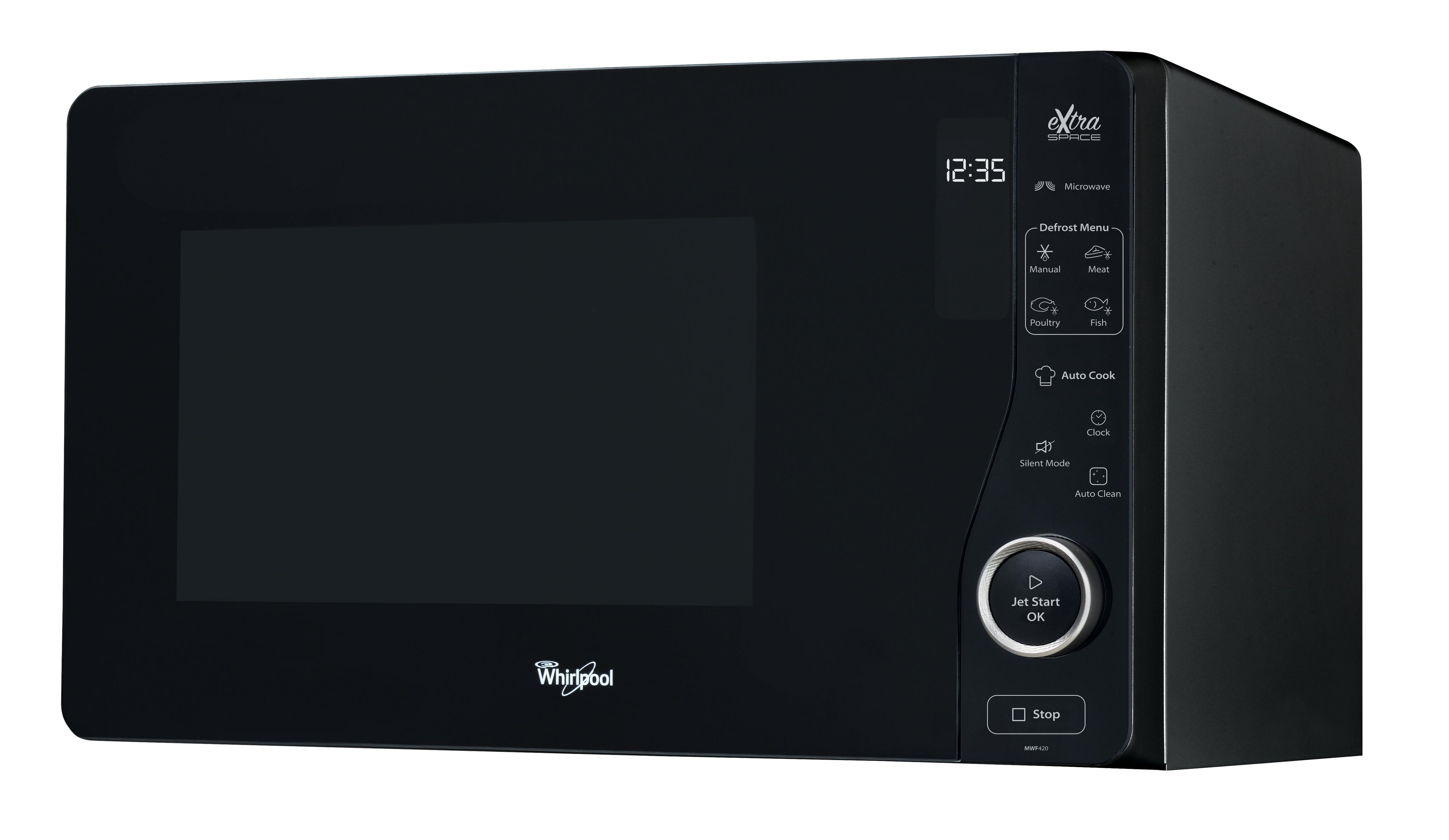 Whirlpool Mikrovlnná trouba Volně stojící MWF 420 BL Černá Elektronické 25 Pouze mikrovlny 800 Perspective