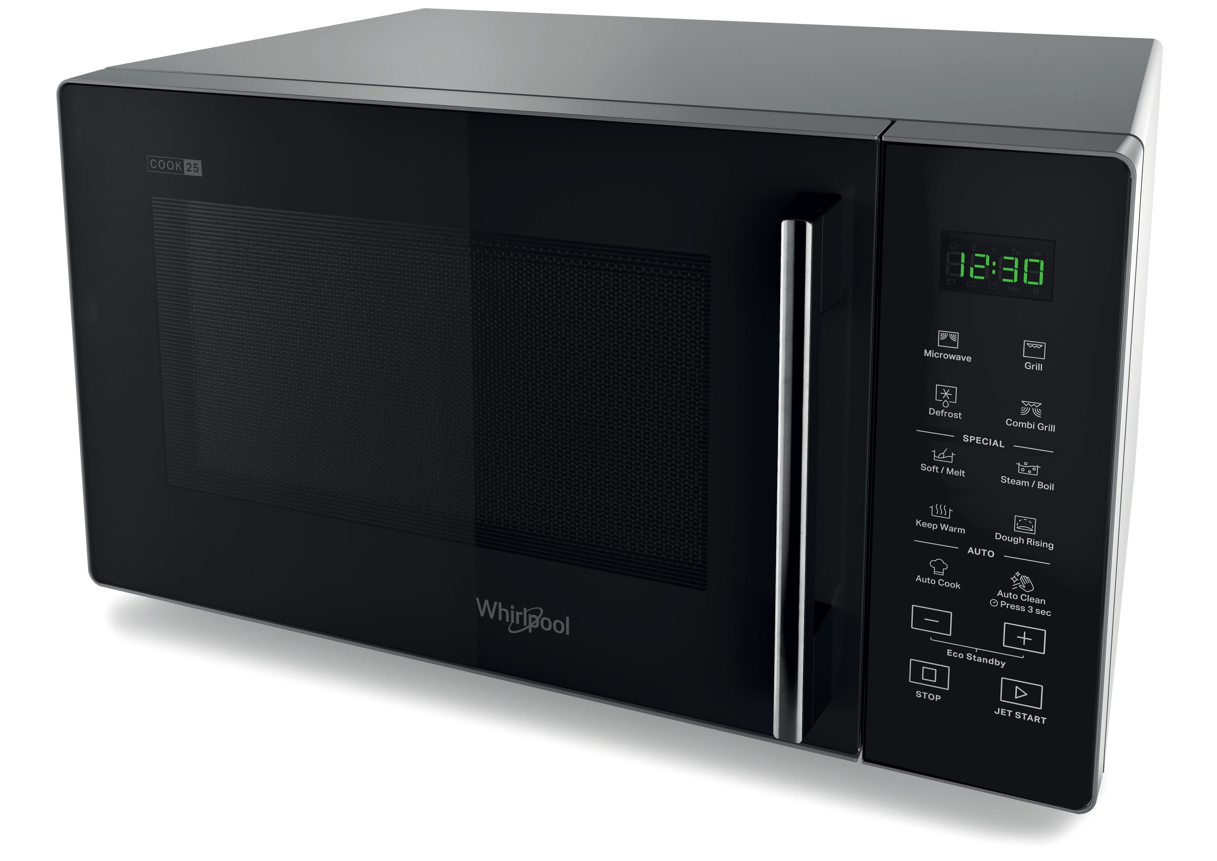 Whirlpool Microondas Libre instalación MWP 254 SB Negro Electrónico 25 MW + Función Grill 900 Perspective