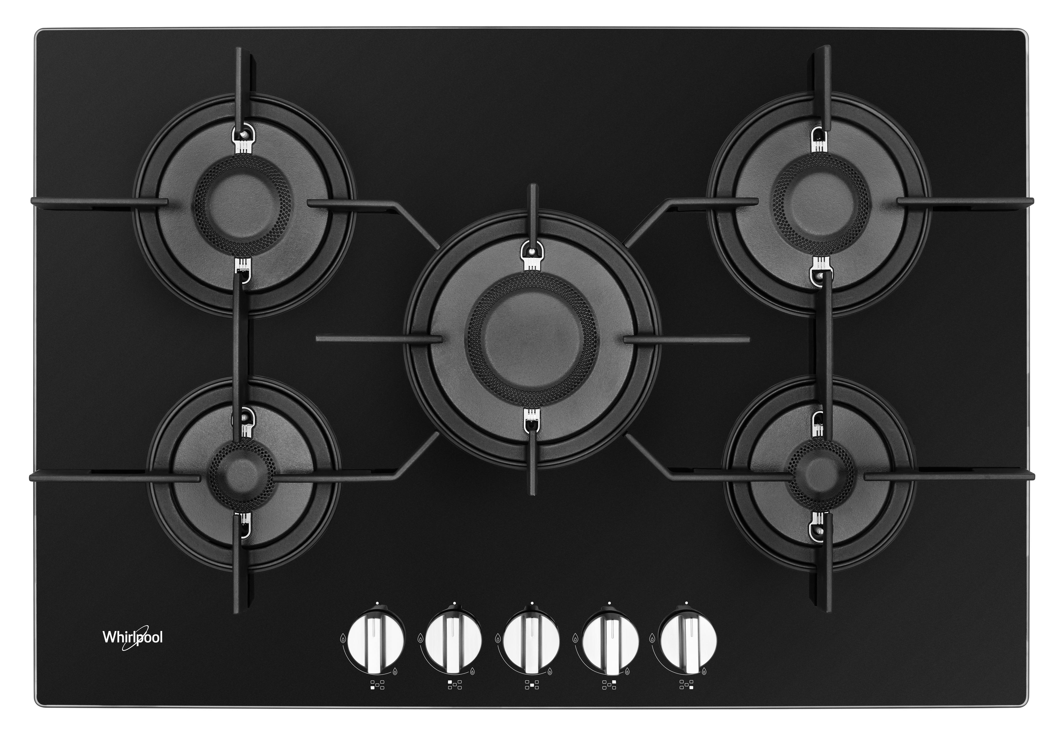 Whirlpool Hob POW 75D2/NB Black Gas Frontal