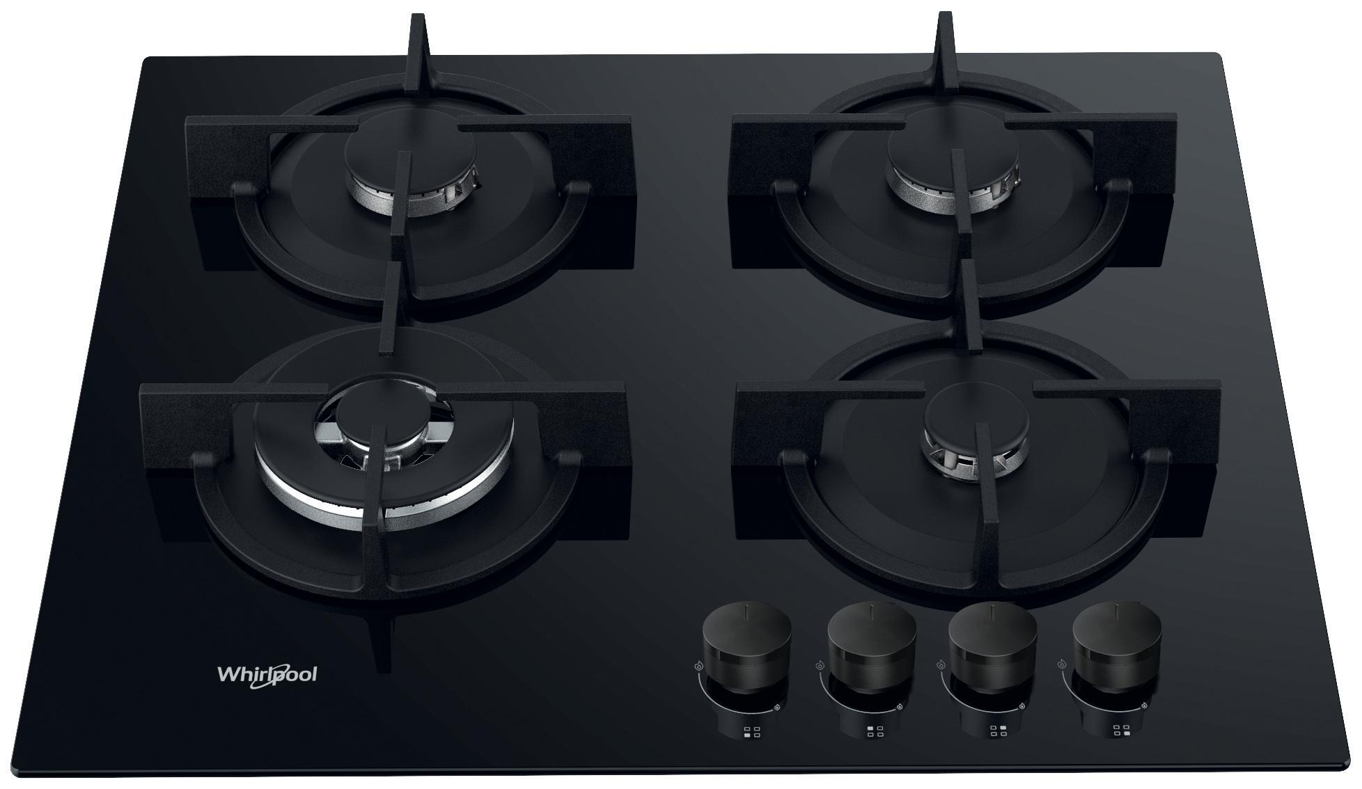 Whirlpool Plīts virsma AKT 625/NB1 Melns Gāzes Frontal top down