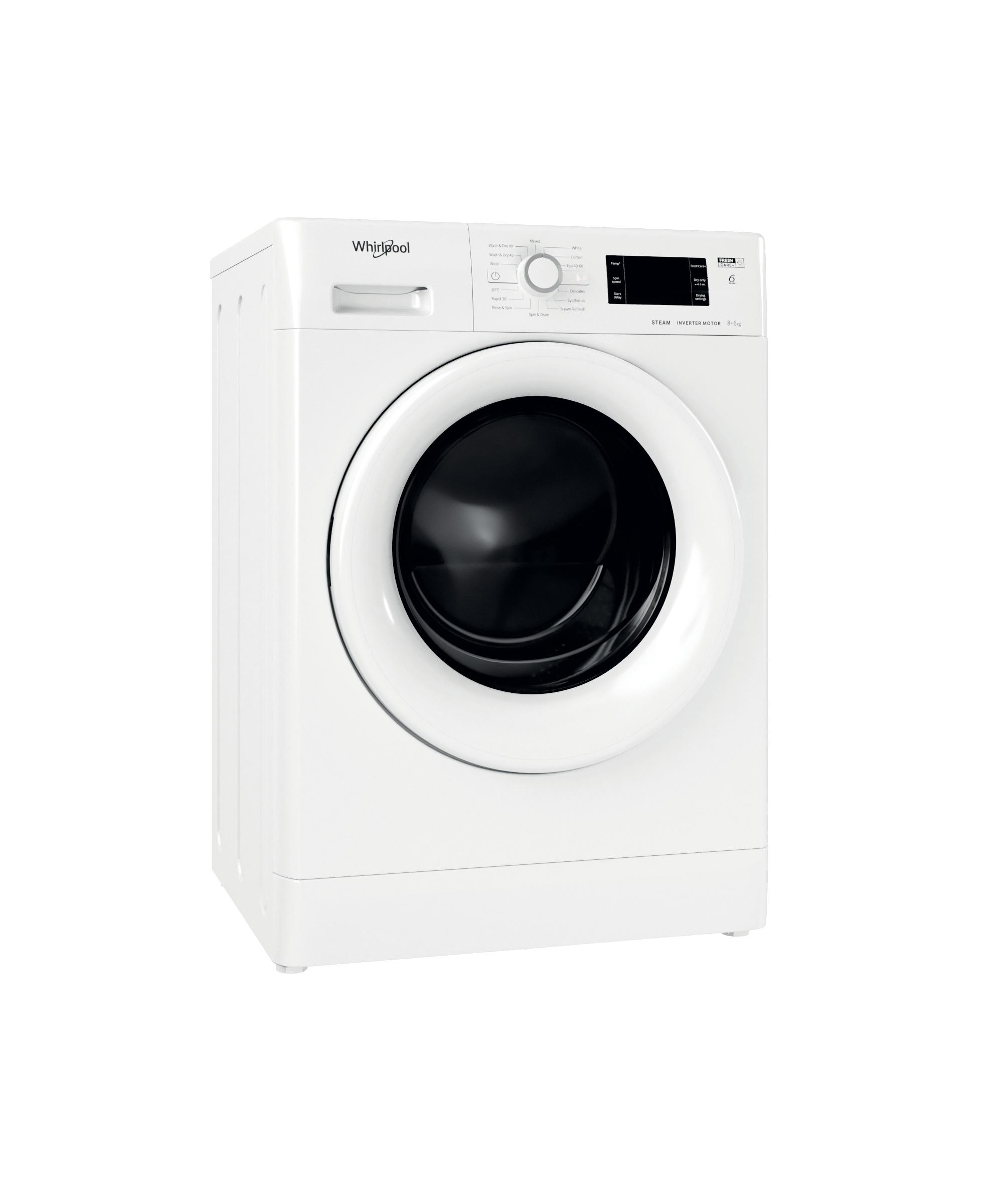 Whirlpool Washer dryer Freestanding FWDG86148W UK N White Front loader Perspective