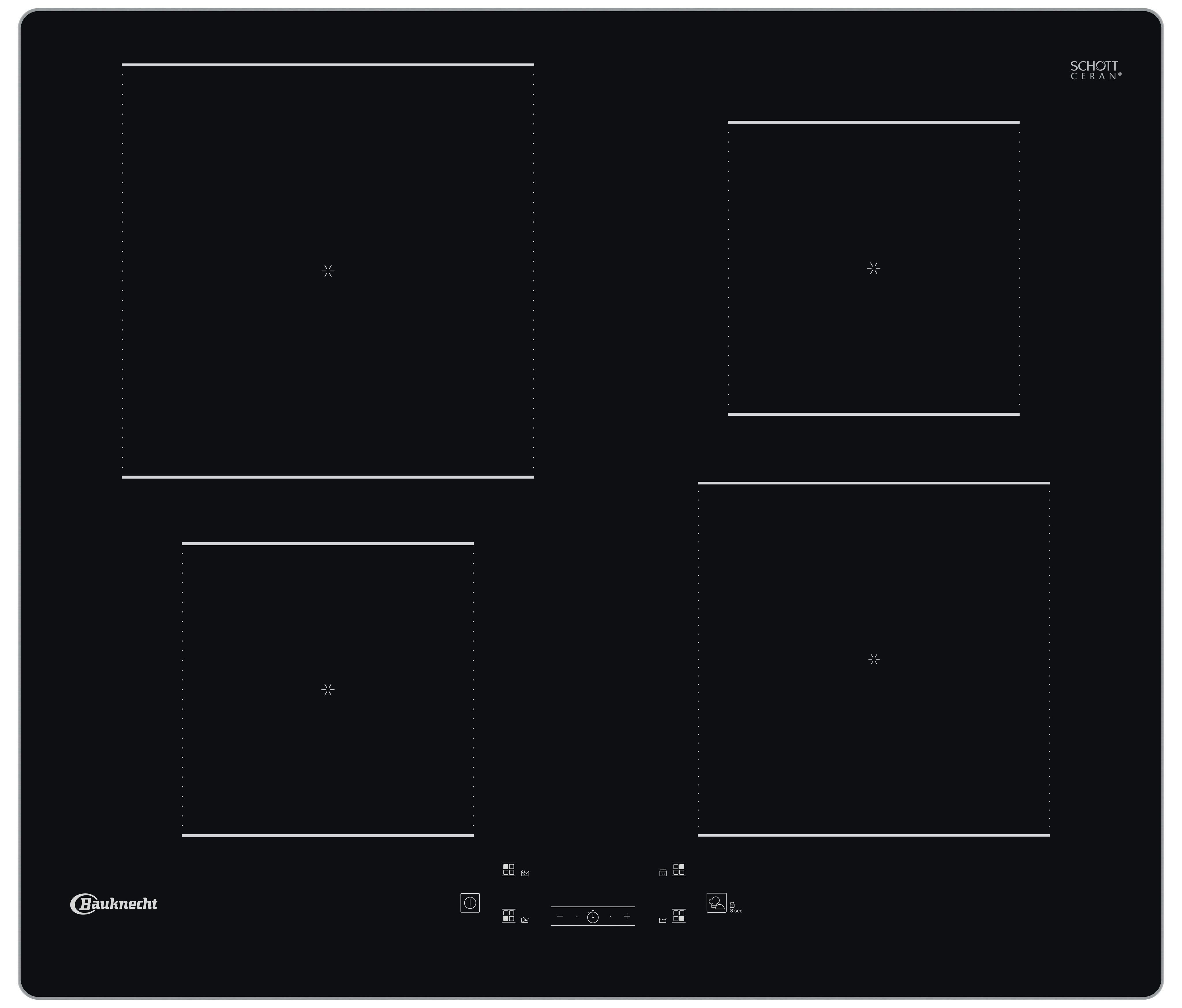 Bauknecht Table de cuisson BQ 5160S AL Noir Induction vitroceramic Frontal