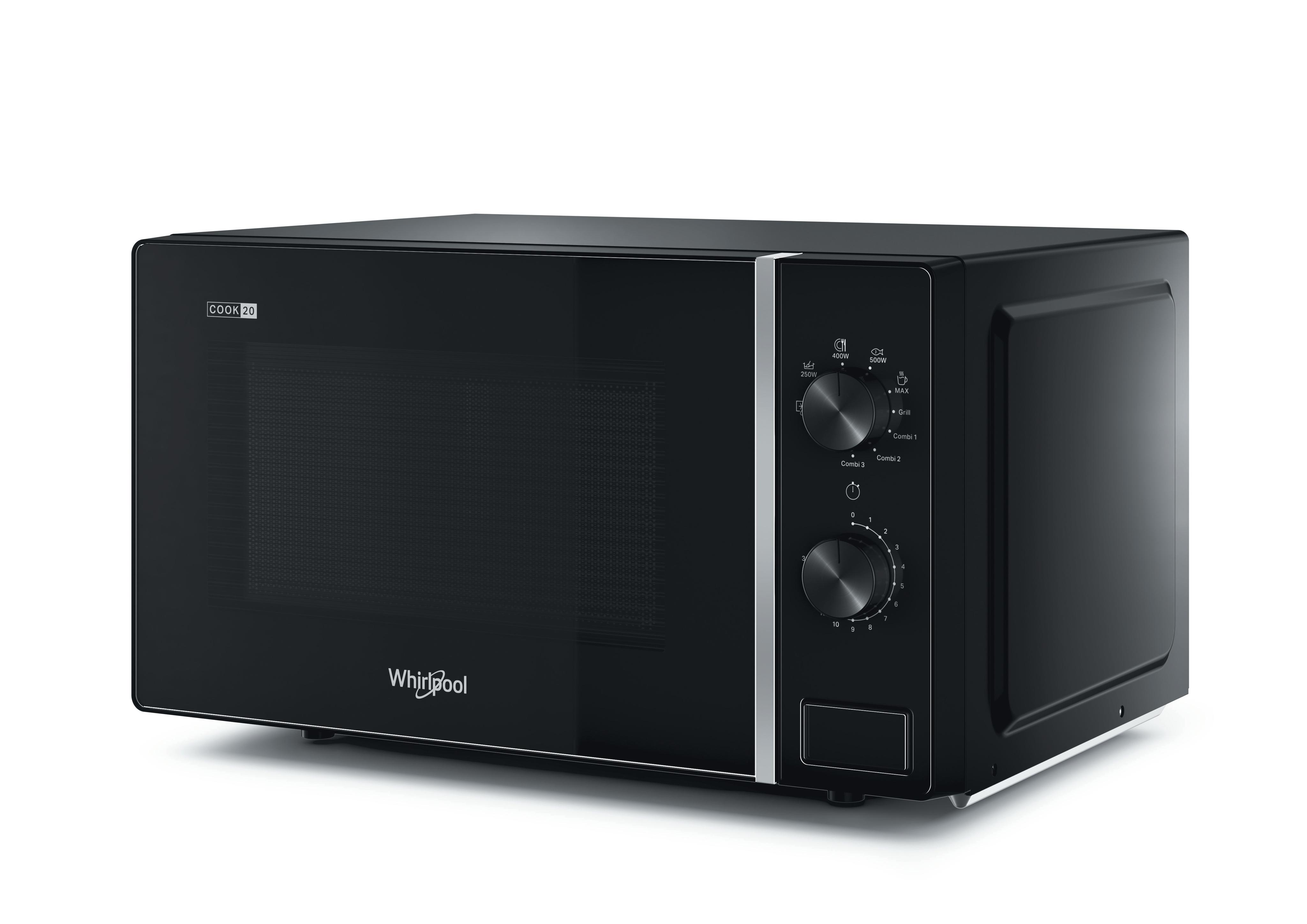 Whirlpool Mikrobølgeovn Frittstående MWP 103 B Svart Mekanisk 20 Mikro + grillfunksjon 700 Perspective