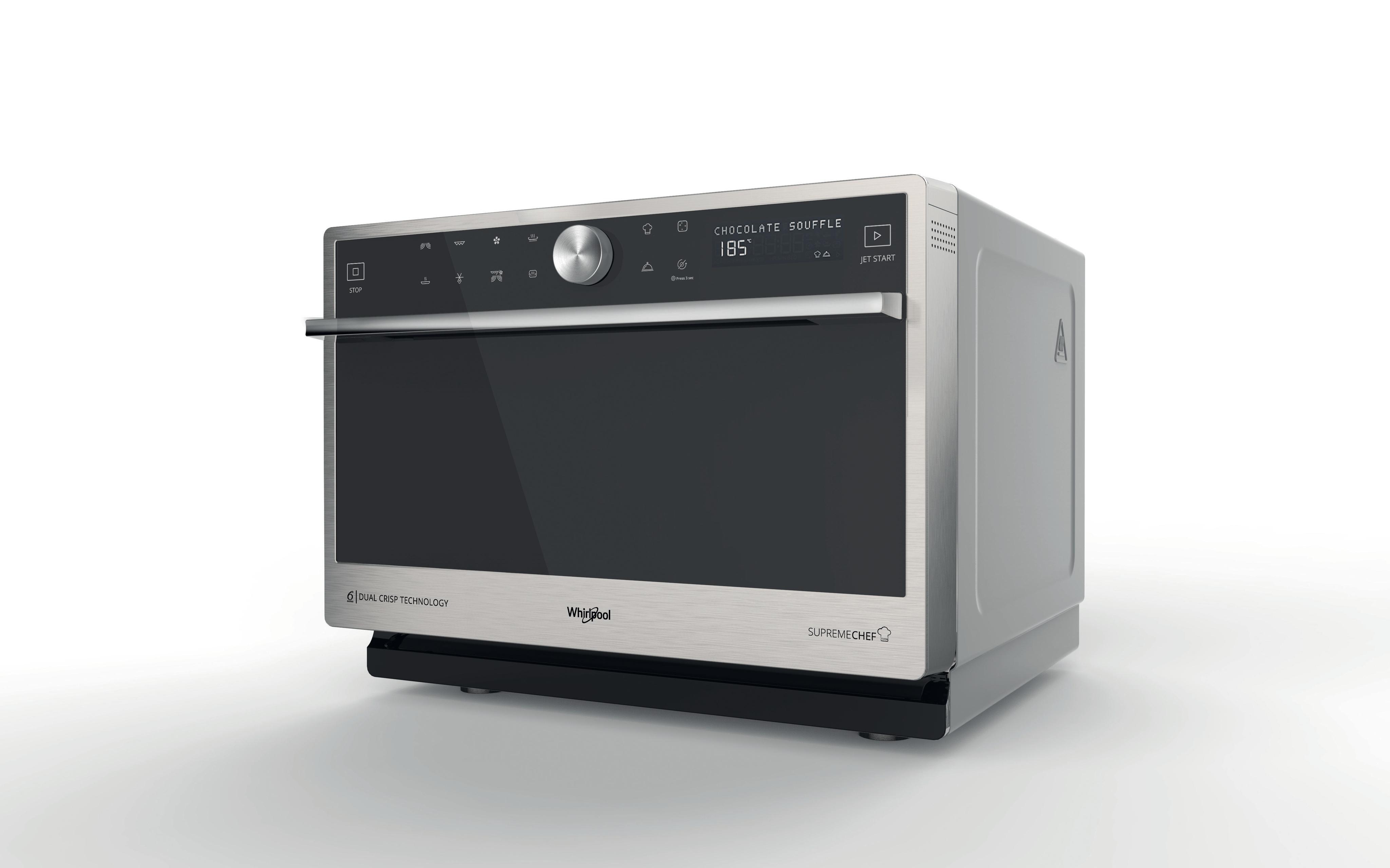 Whirlpool Mikrohullámú sütő Szabadonálló MWSC 9133 SX Inox Elektromos 33 Mikrohullám-Kombi 1000 Perspective