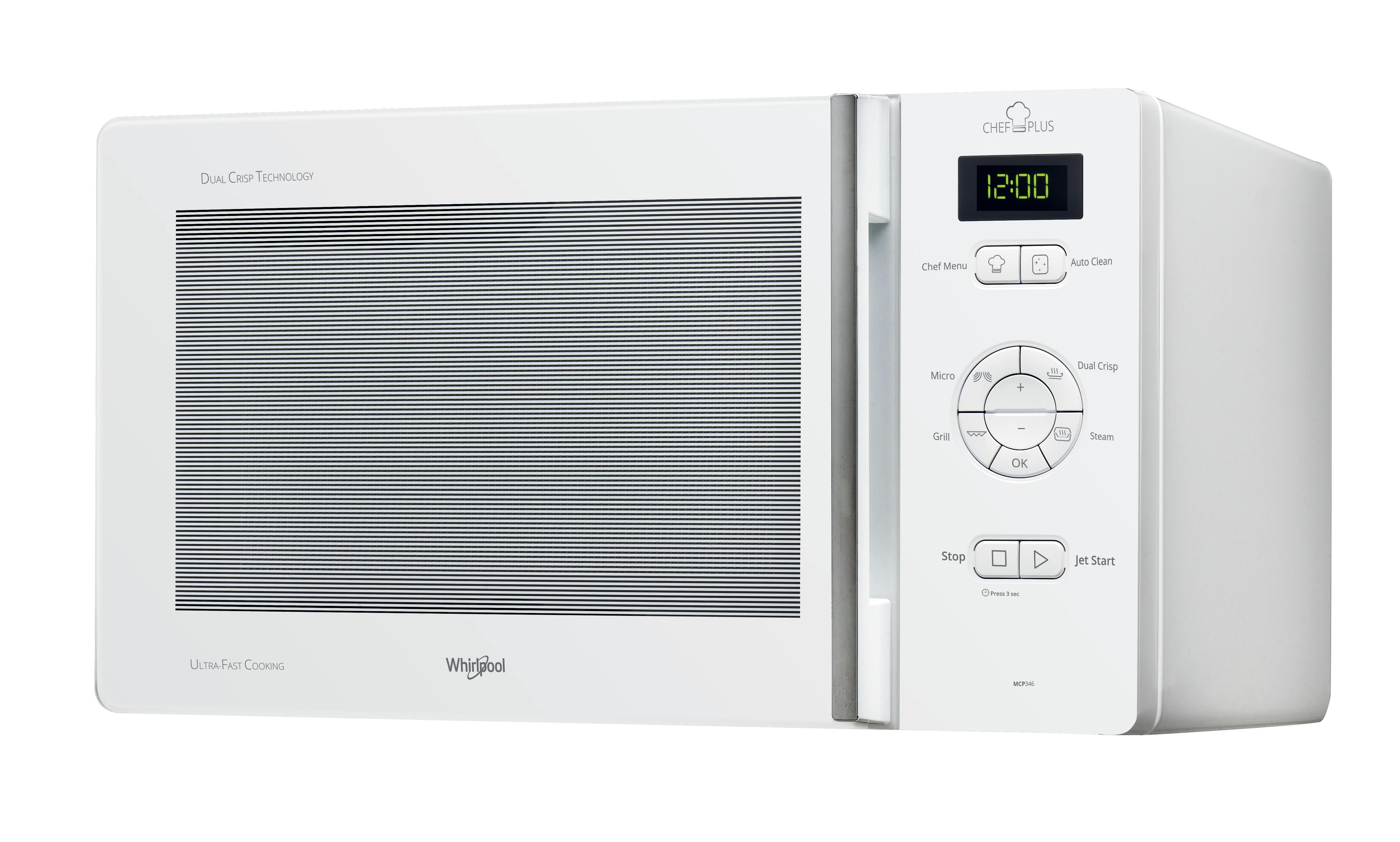 Whirlpool Microondas Libre instalación MCP 346 WH Blanco Electrónico 25 MW + Función Grill 800 Perspective