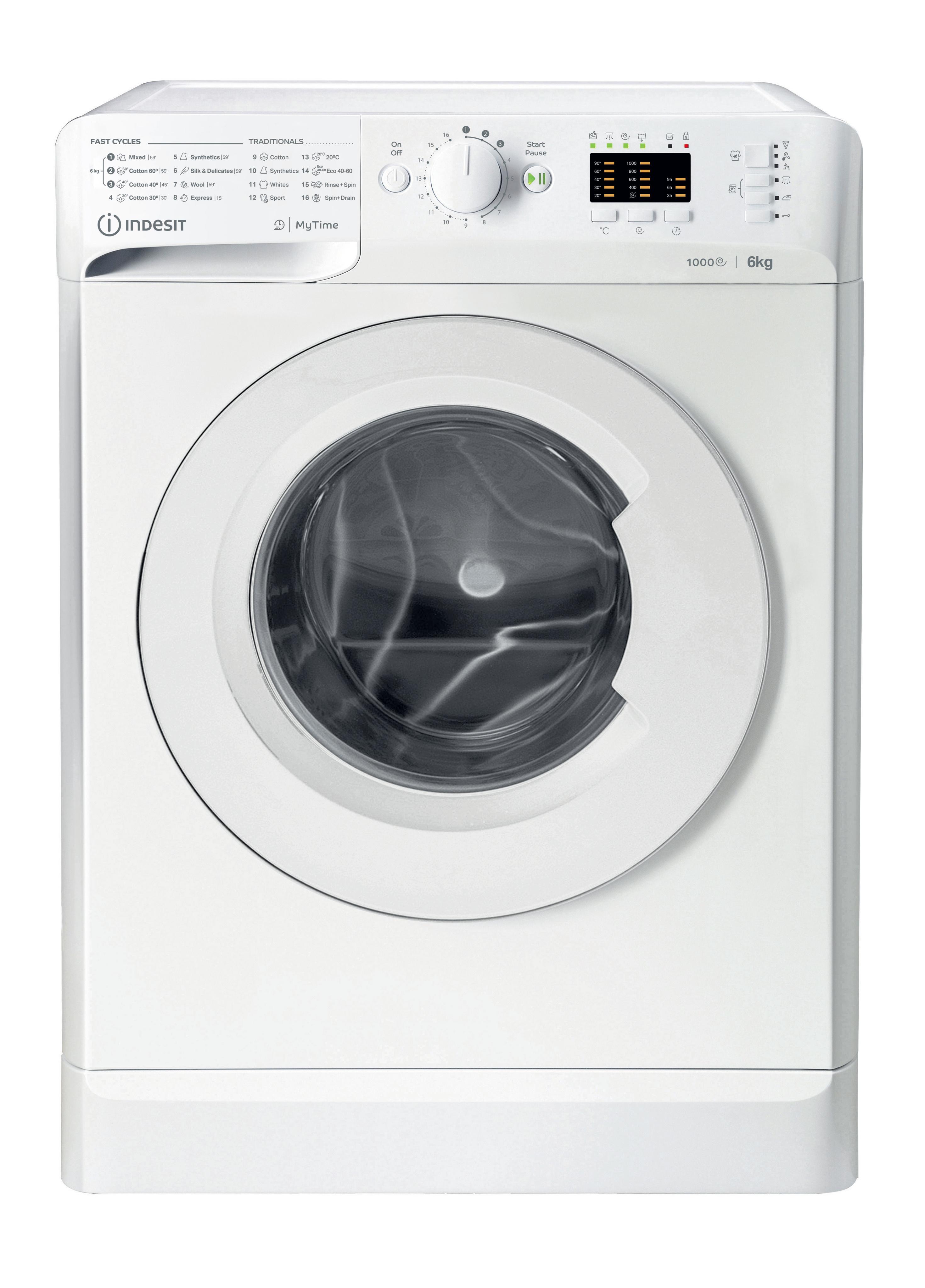 Indesit Veļas mazgājamā mašīna Brīvi stāvošs MTWSA 61053 W EE Balts Priekšējās ielādes D Frontal