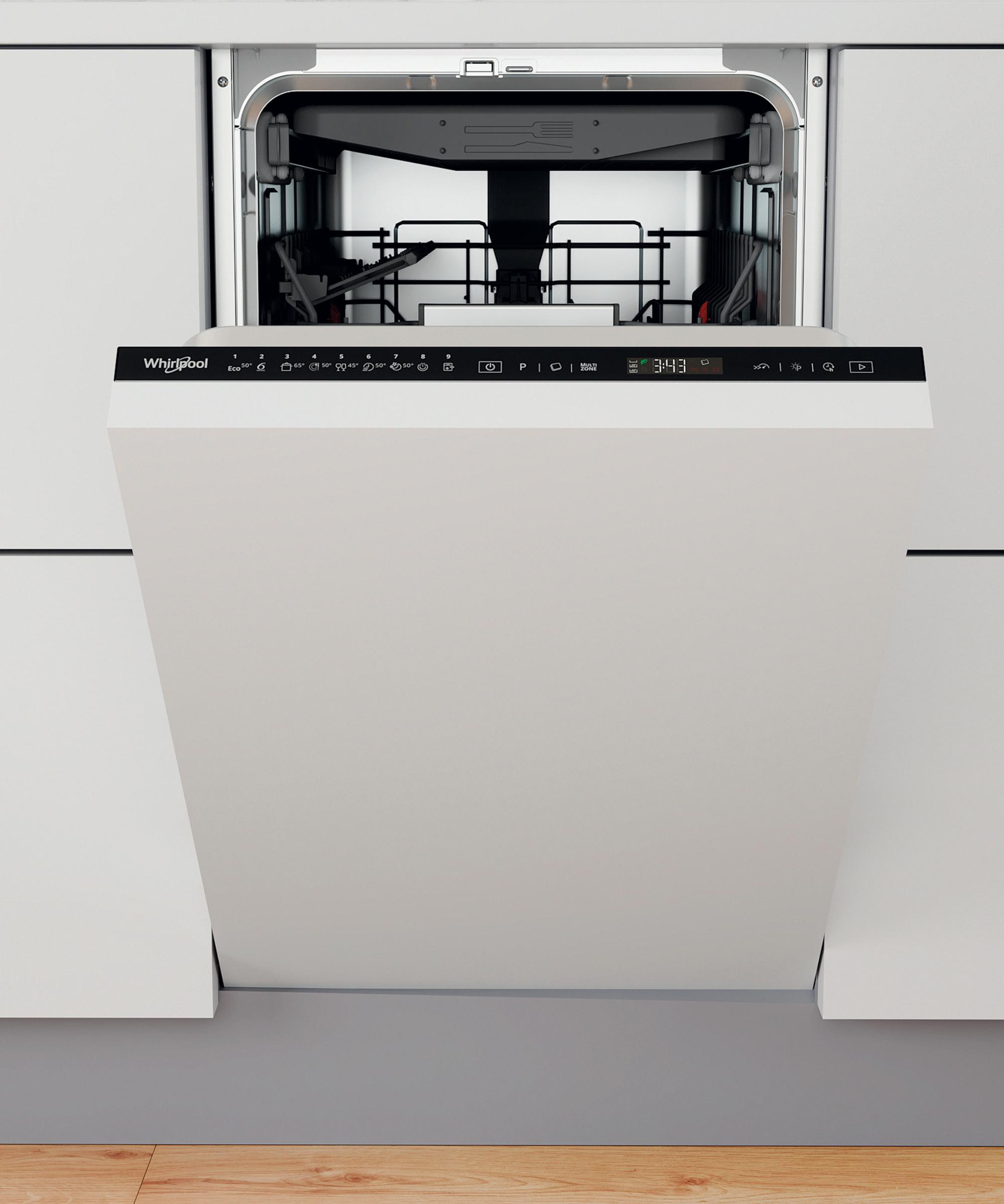 Whirlpool vgradni pomivalni stroj: Črna barva, Ozek - WSIP 4O33 PFE