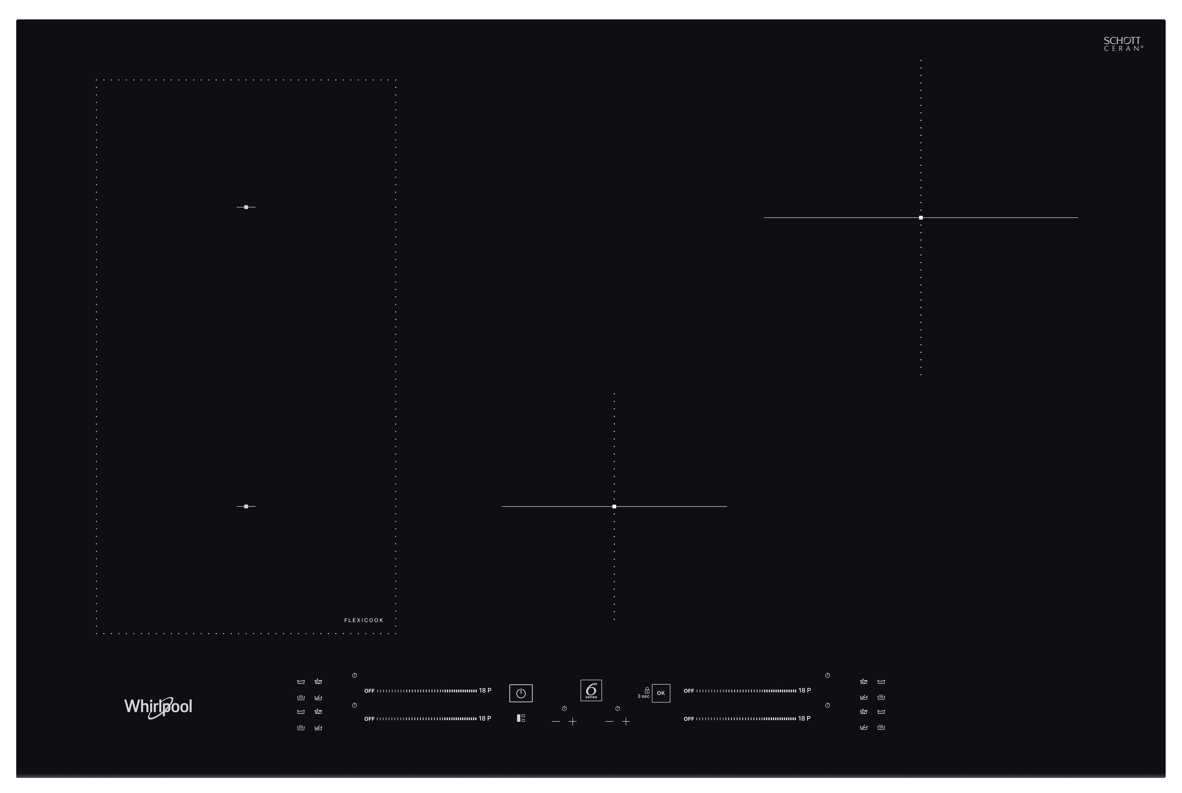 Whirlpool Table de cuisson WL S3377 BF Noir Induction vitroceramic Frontal