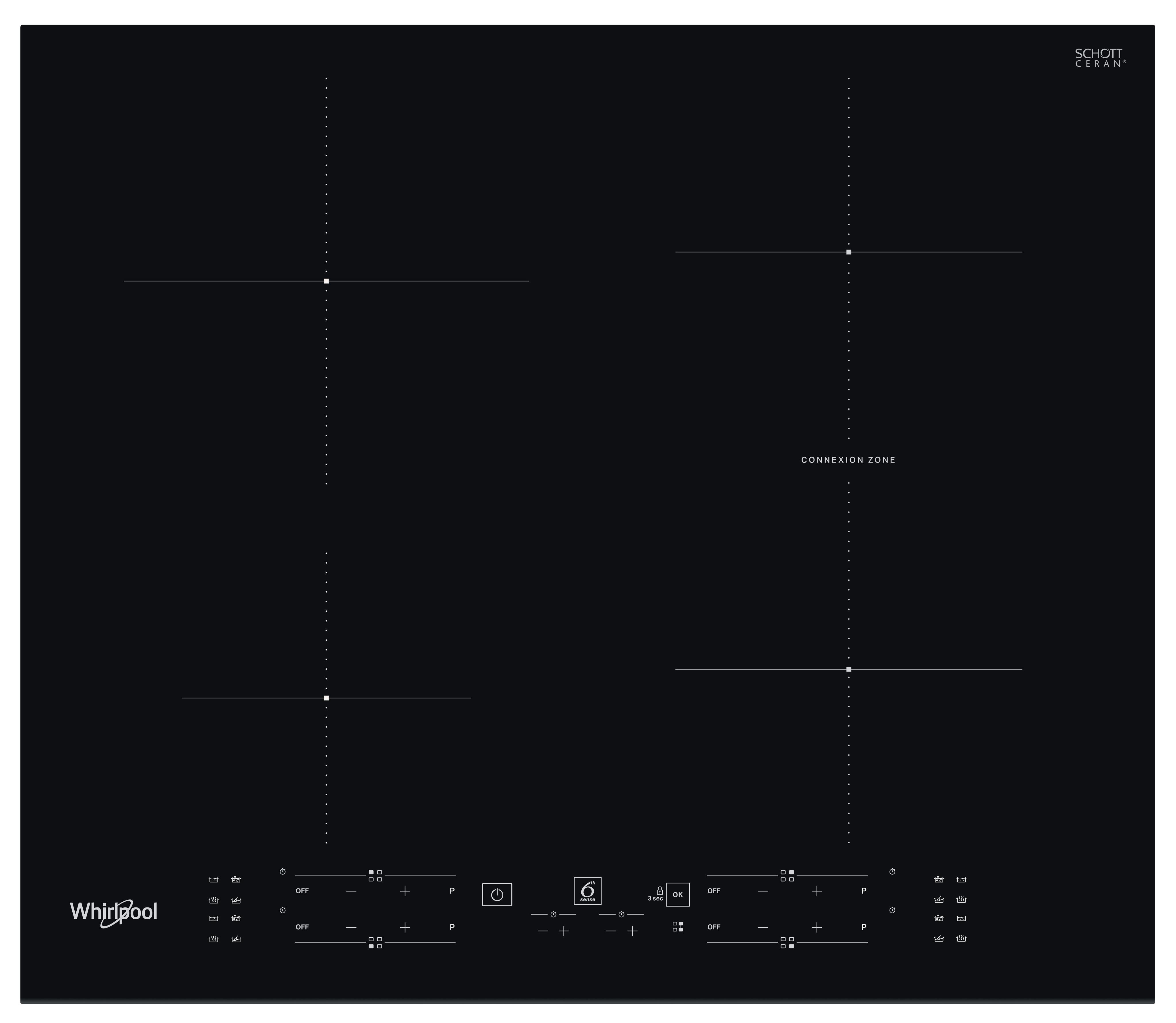 Whirlpool Spishäll WB B3960 BF Black Induction vitroceramic Frontal