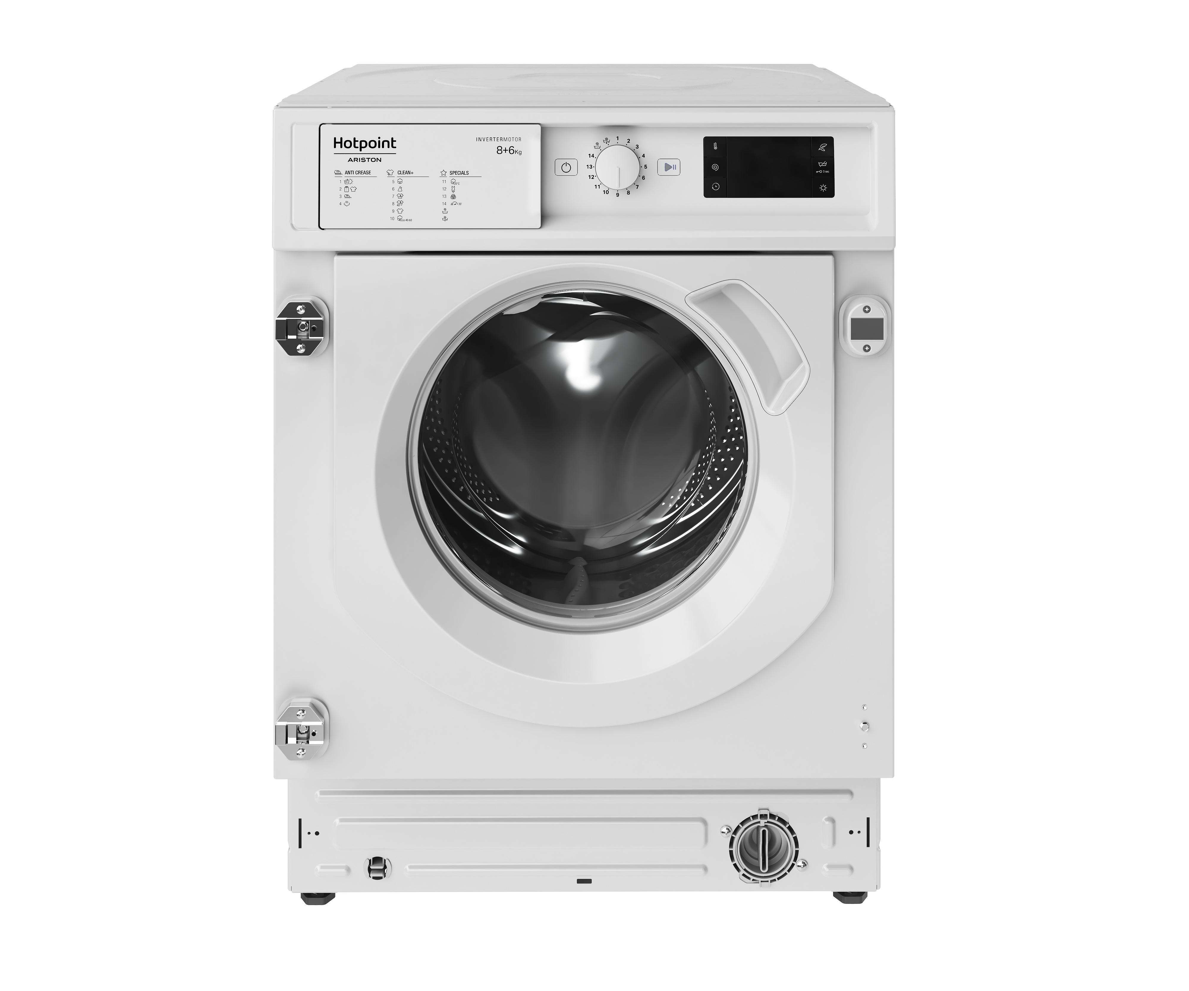 Hotpoint_Ariston Пералня със сушилня За вграждане BI WDHG 861485 EU Бял Предно зареждане Frontal