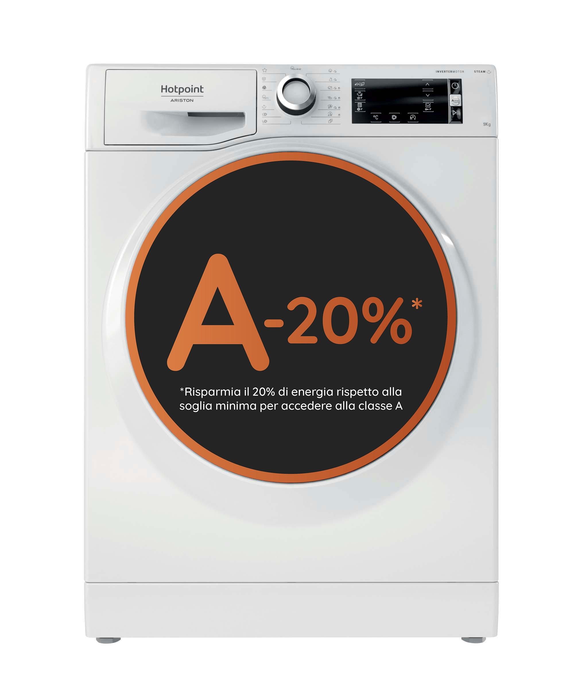 Máquina de lavar roupa de carga frontal livre instalação Hotpoint: 9,0 kg