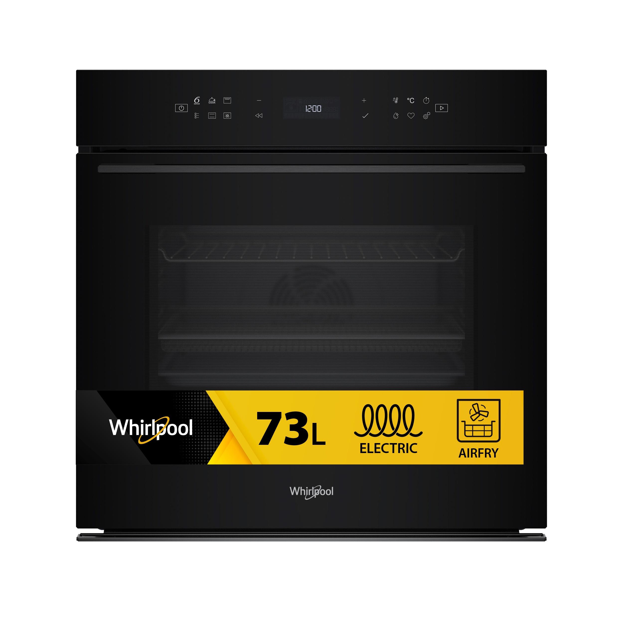 Whirlpool W7 built-in electric oven: black colour, 73 litres, self-cleaning - WOI78HT1SBA