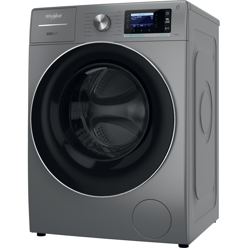 Whirlpool Washing machine Free-standing W8 09ADS SILENCE UK Silver Front loader A Perspective