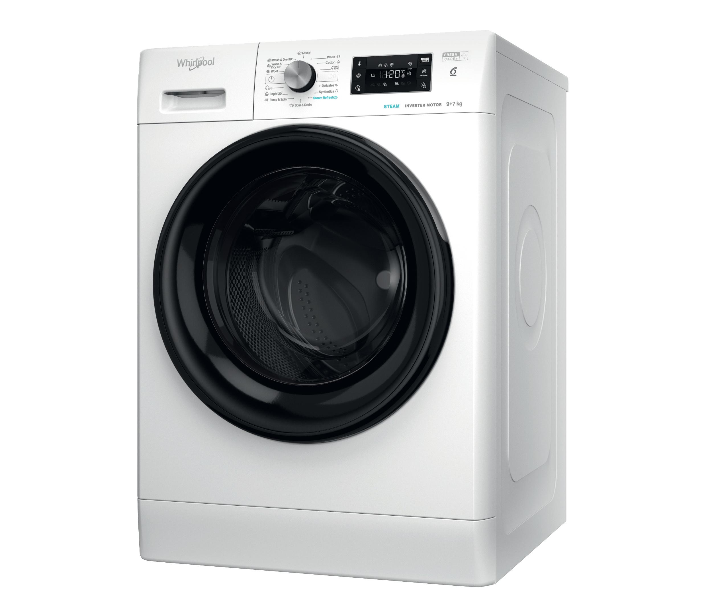 Whirlpool Vaskemaskin med tørketrommel Frittstående FFWDB 976258 BV EE Hvit Front loader Perspective