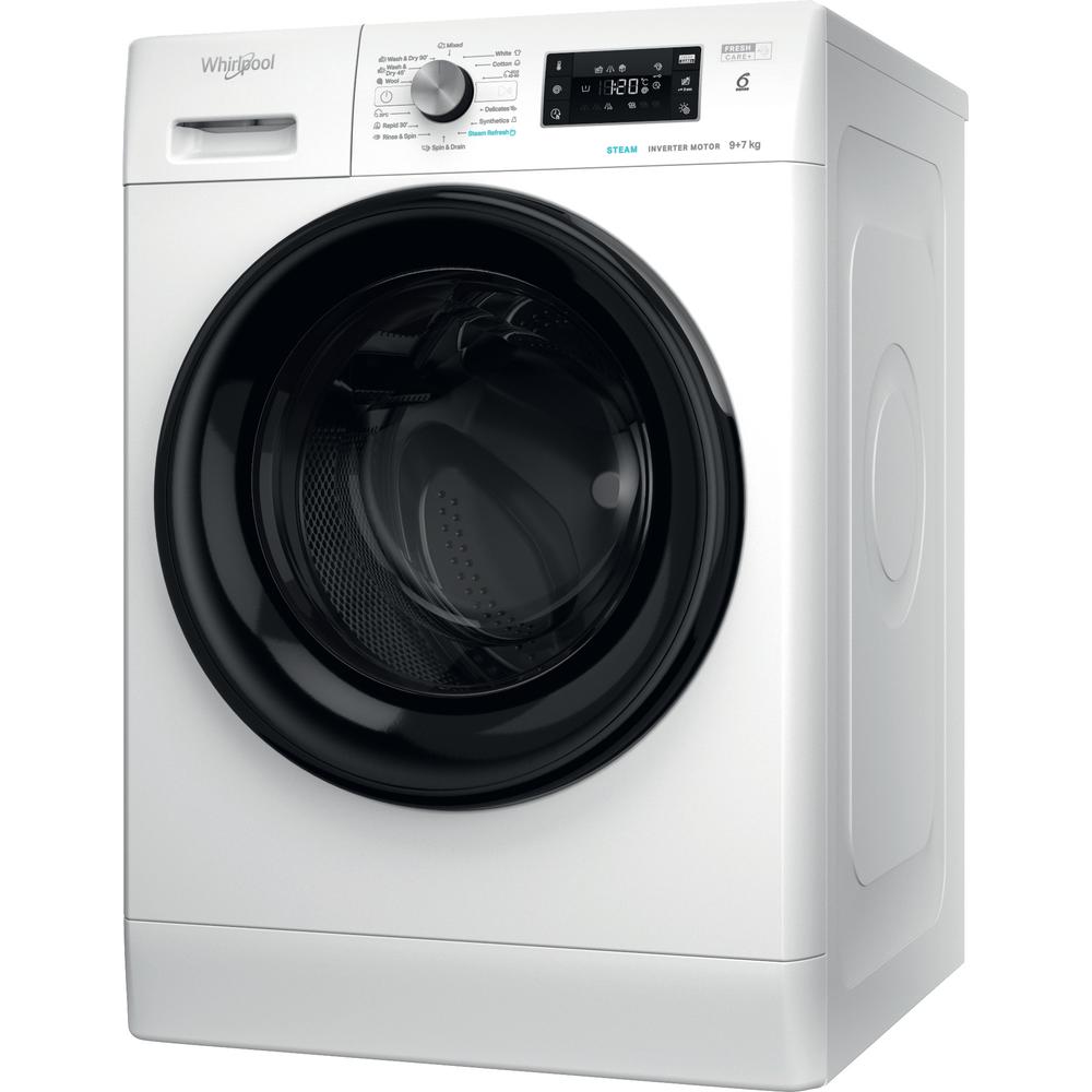 Whirlpool Πλυντήριο-στεγνωτήριο Ελεύθερο FFWDB 976258 BV EE Λευκό Front loader Perspective