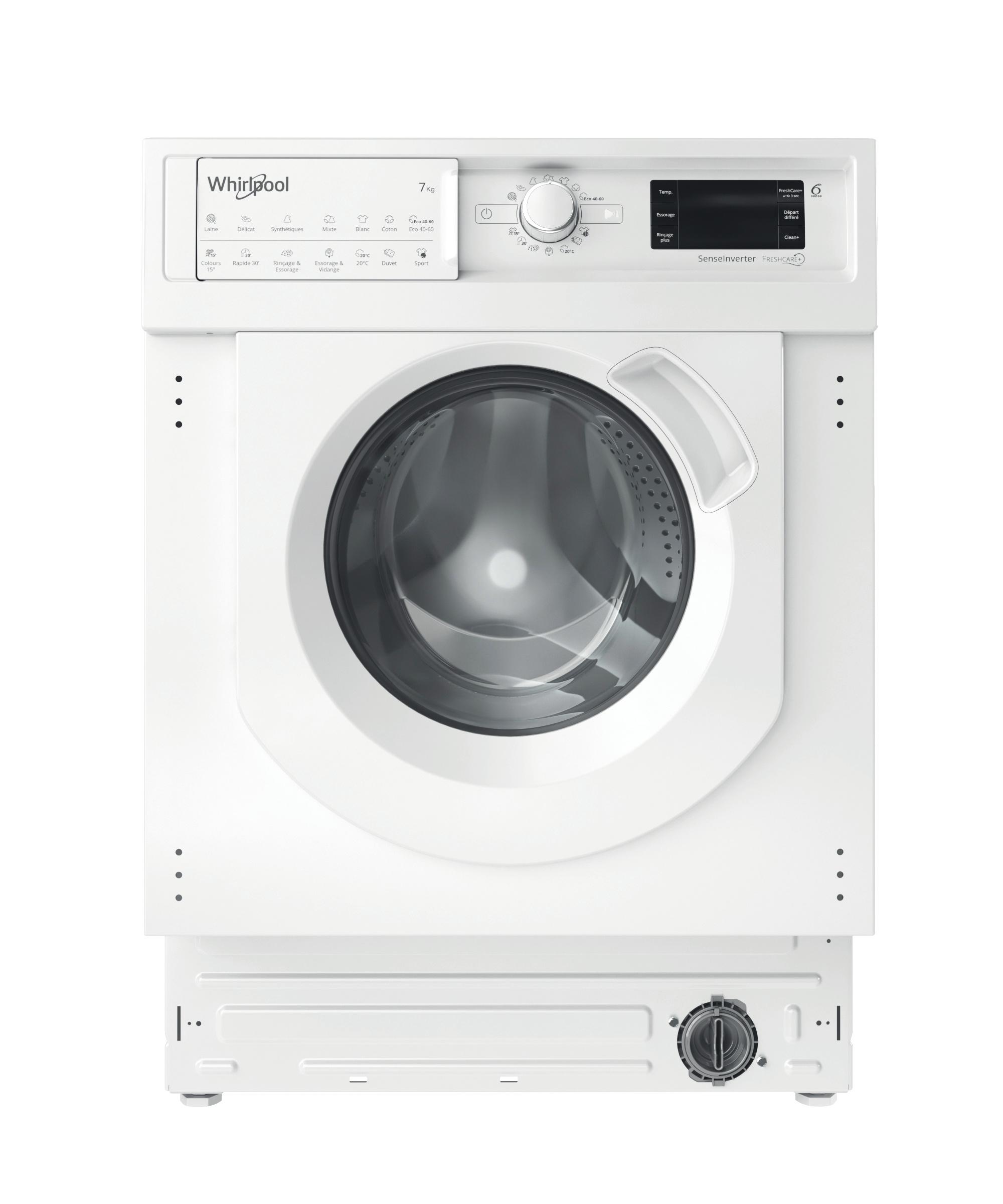Whirlpool Lave-linge Encastrable BIWMWG71483FR N Blanc Lave-linge frontal D Frontal