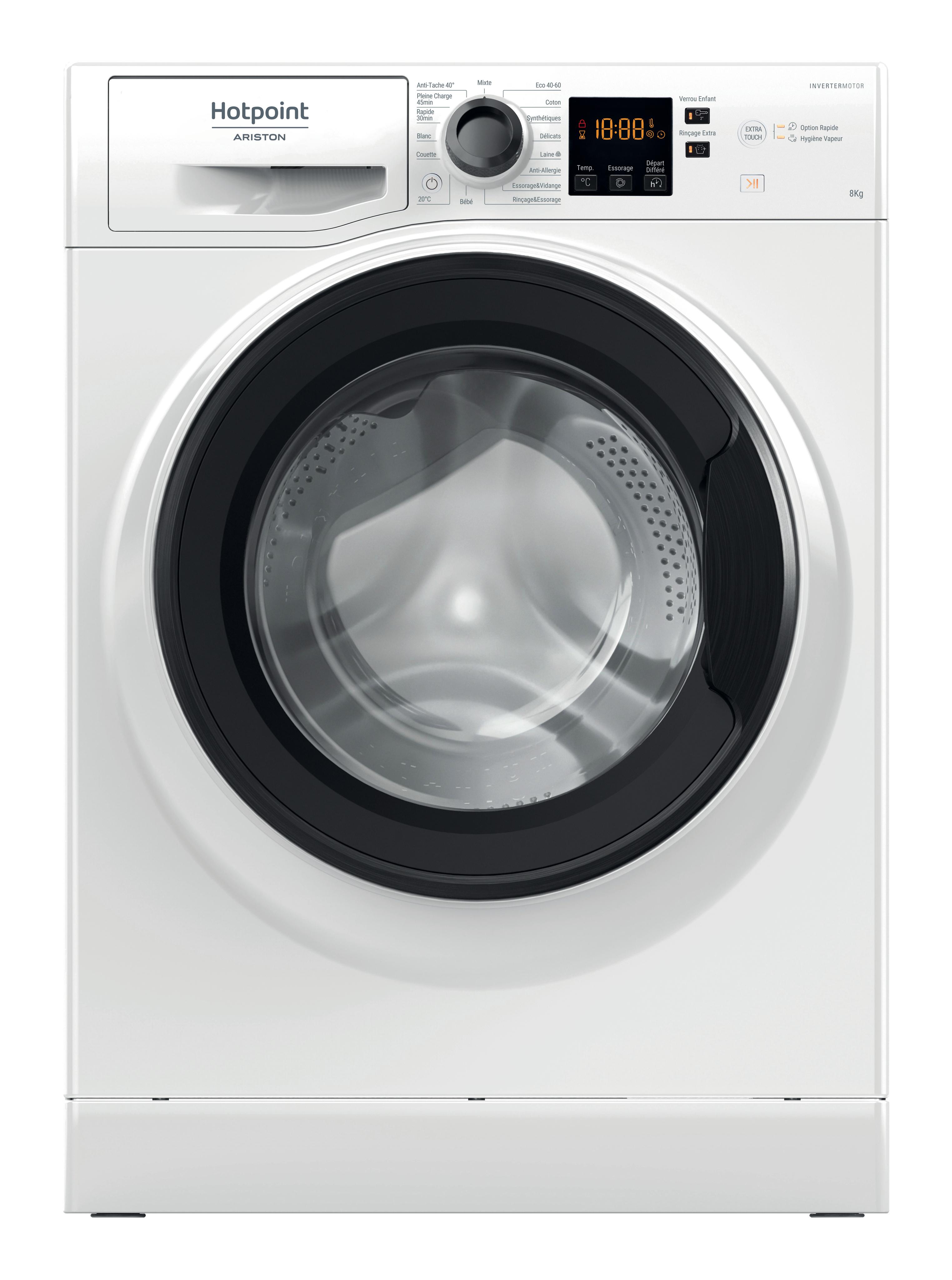 Hotpoint_Ariston Lave-linge Pose-libre NS8469WKFR Blanc Lave-linge frontal A Frontal