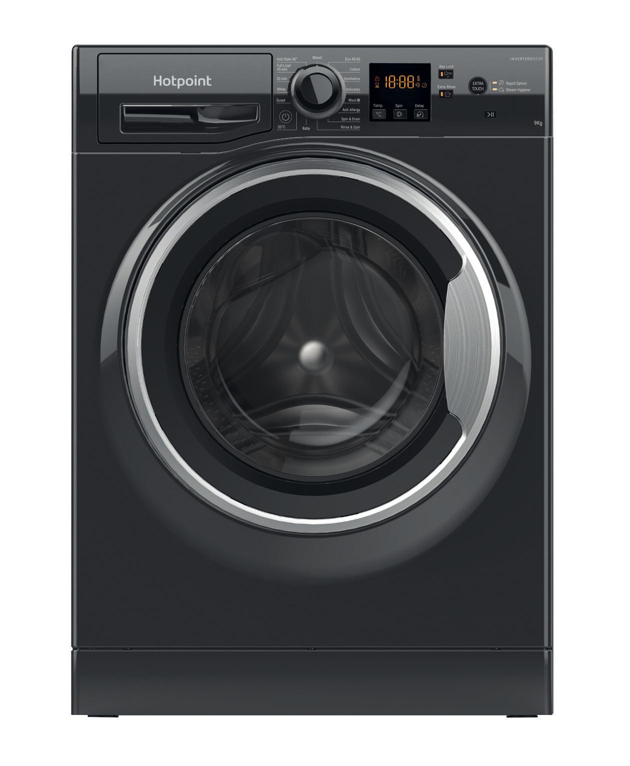Hotpoint Washing machine Free-standing HNR9 W64 BS IRE Black Front loader A Frontal