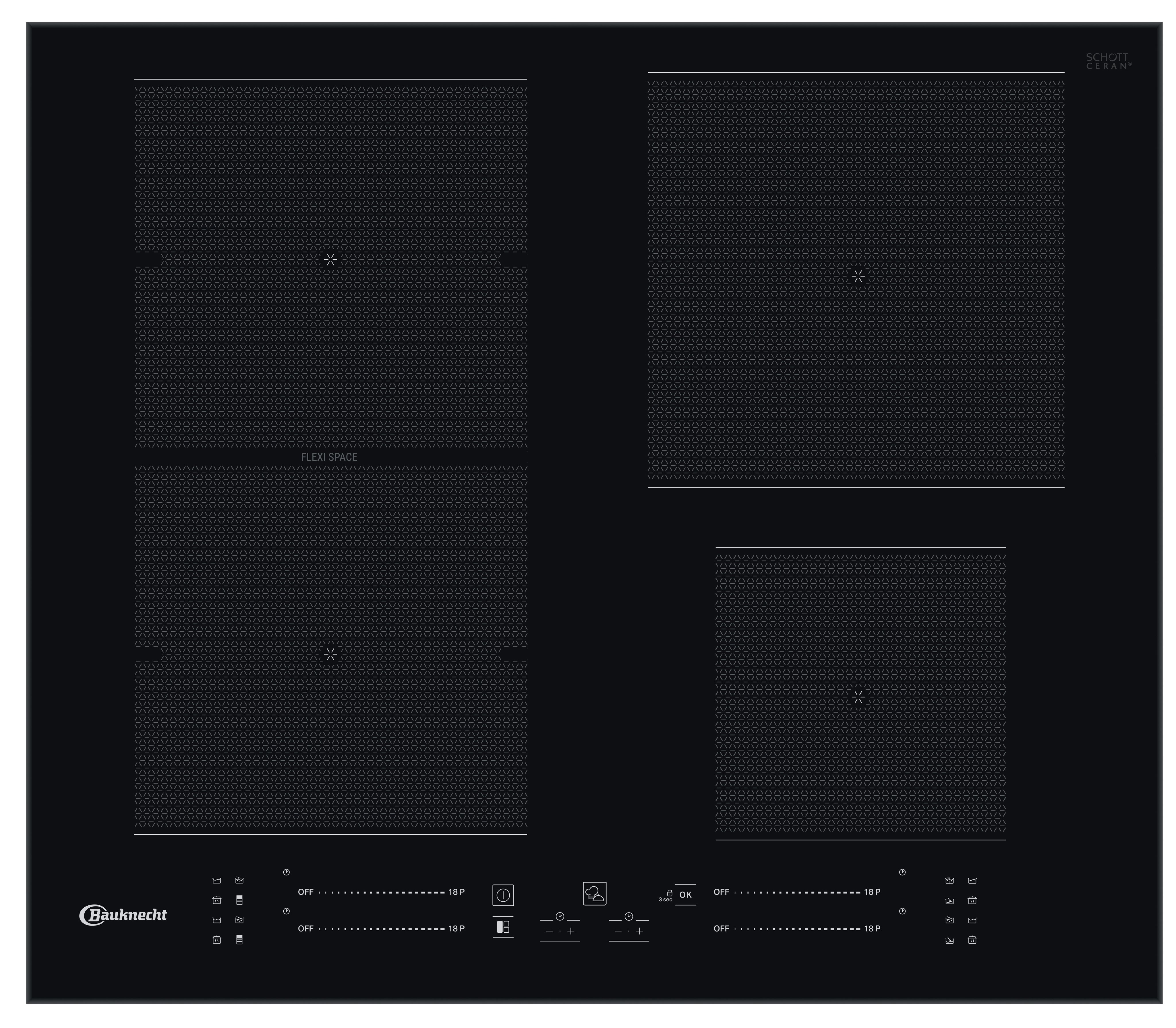 Bauknecht Kogeplade BS 3860F BA Black Induction vitroceramic Frontal