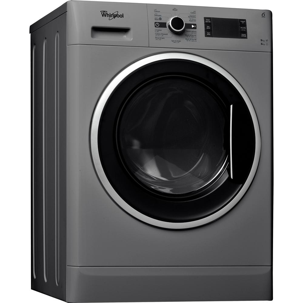 Whirlpool Washer dryer Free-standing WWDC 9614 S Silver Front loader Perspective