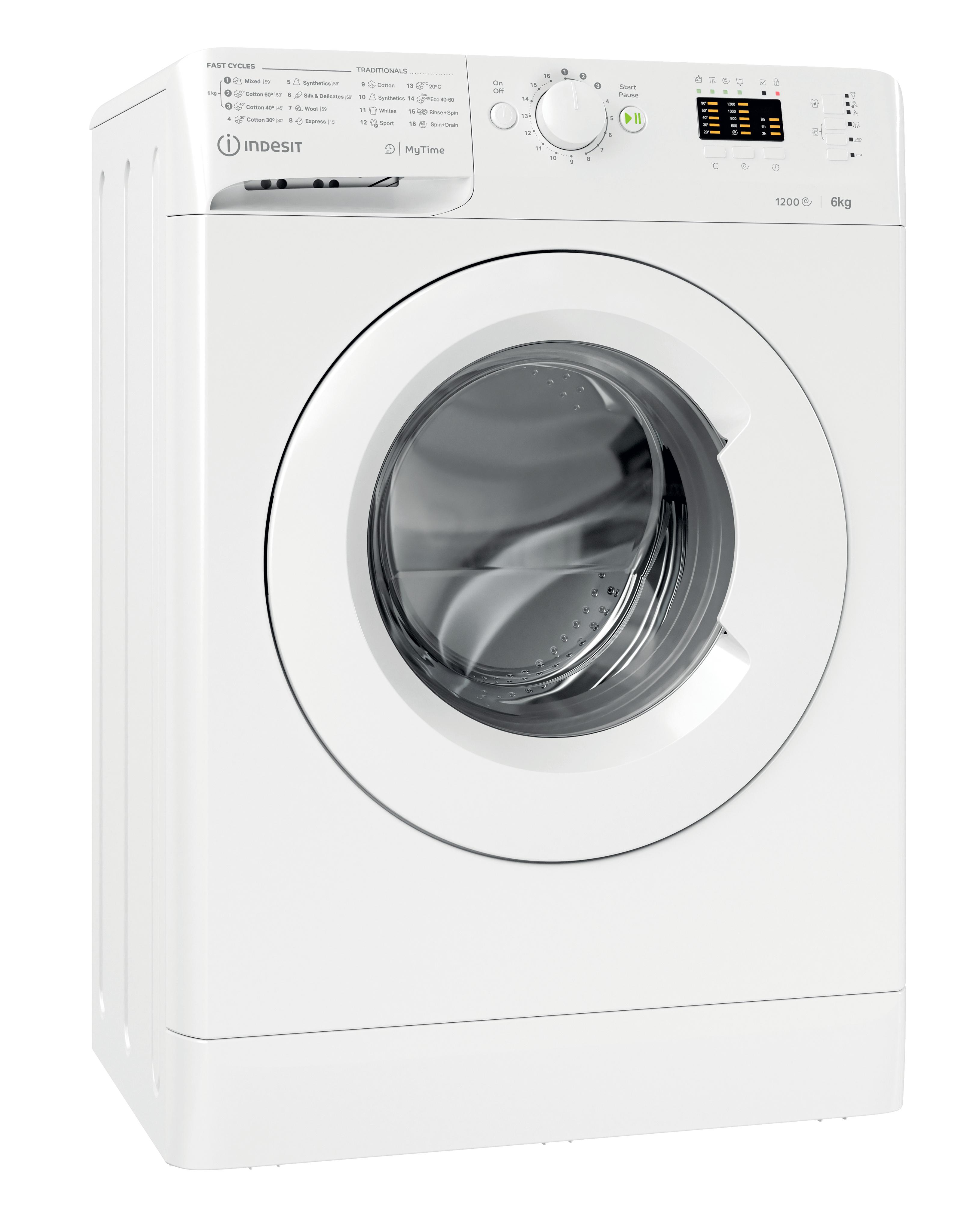 Indesit Mosógép Szabadonálló MTWSA 61252 W EE Fehér Elöltöltős F Perspective